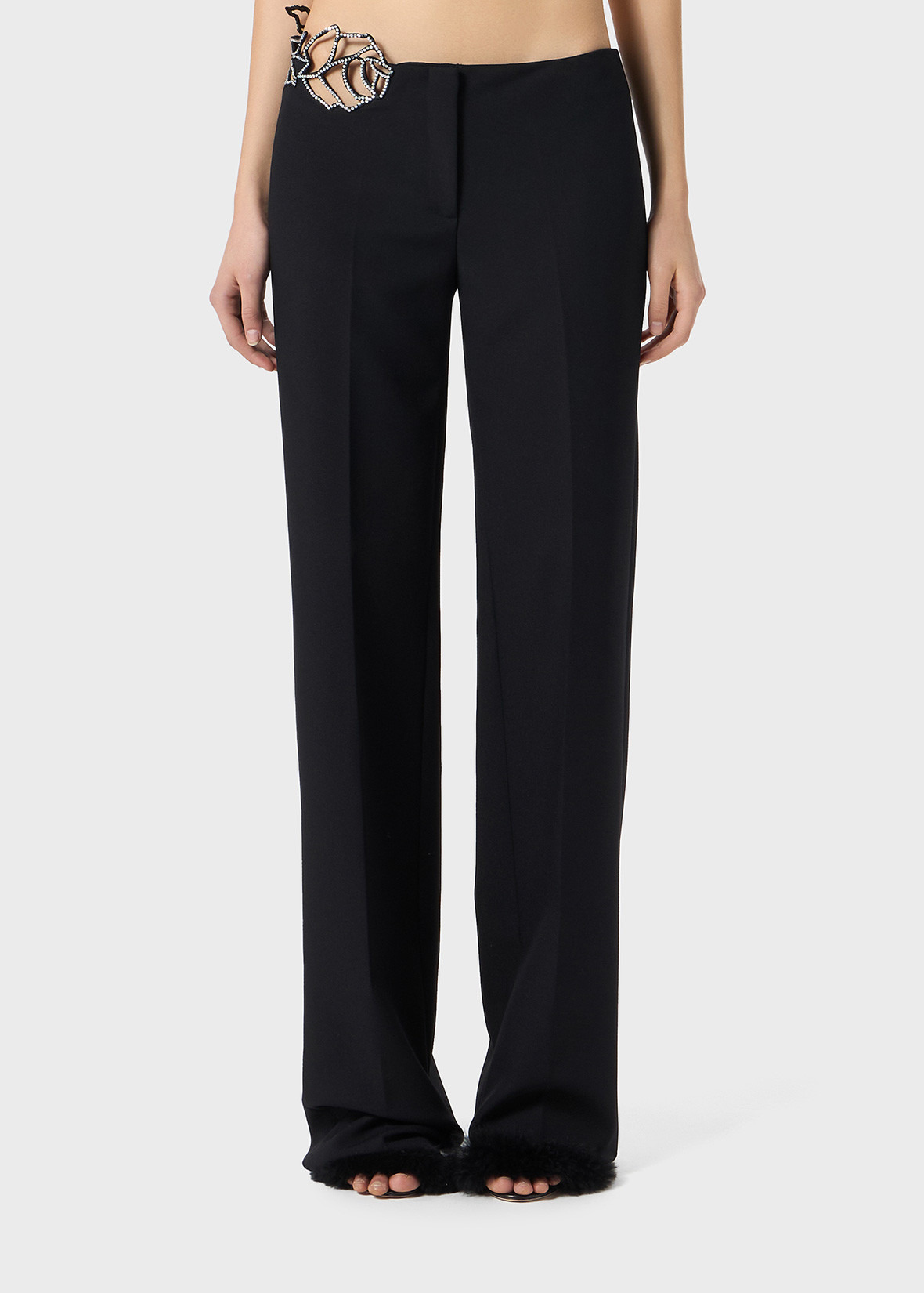 CADY PANTS WITH CUTWORK EMBROIDERY AND RHINESTONES - 3