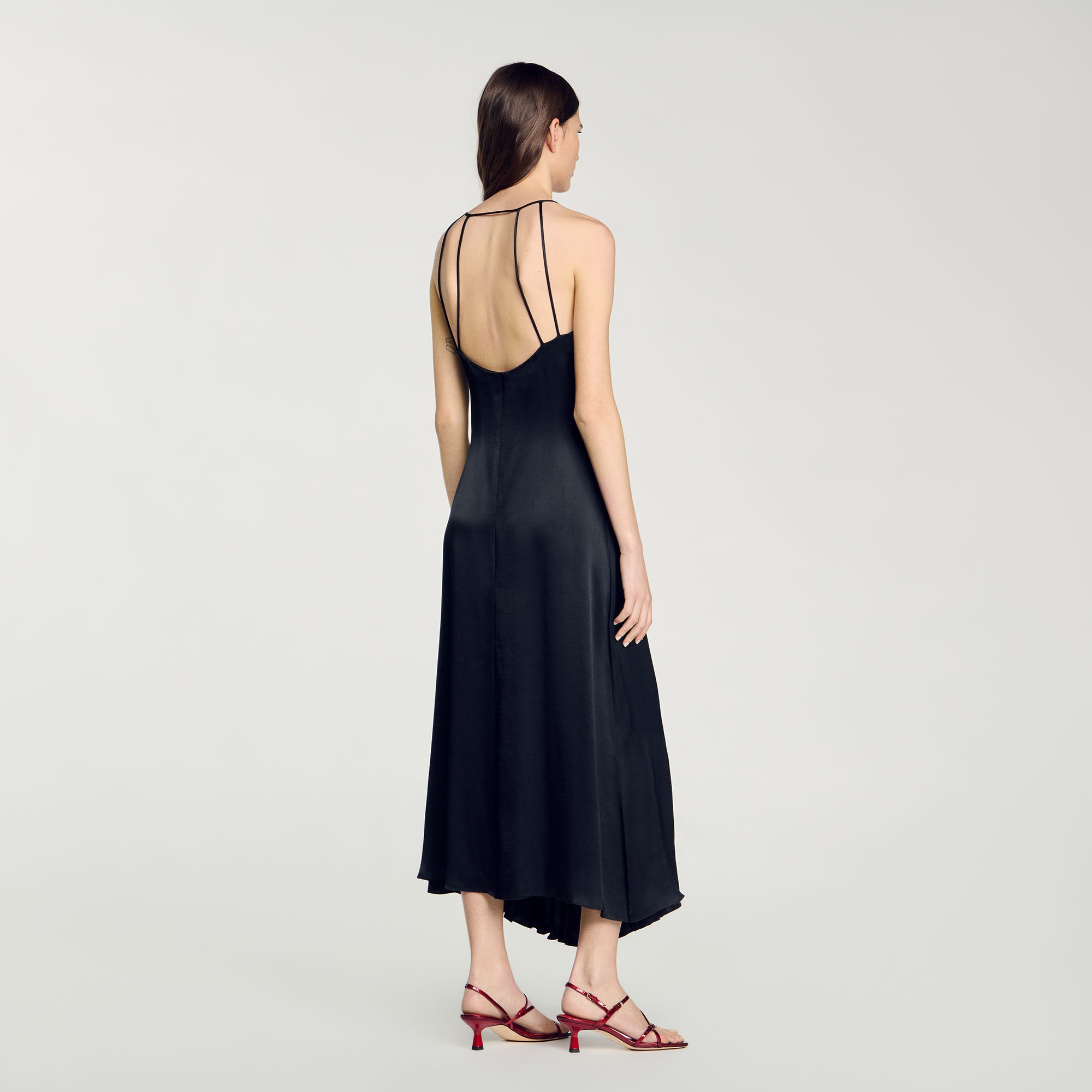 LONG SATIN-EFFECT DRESS - 5