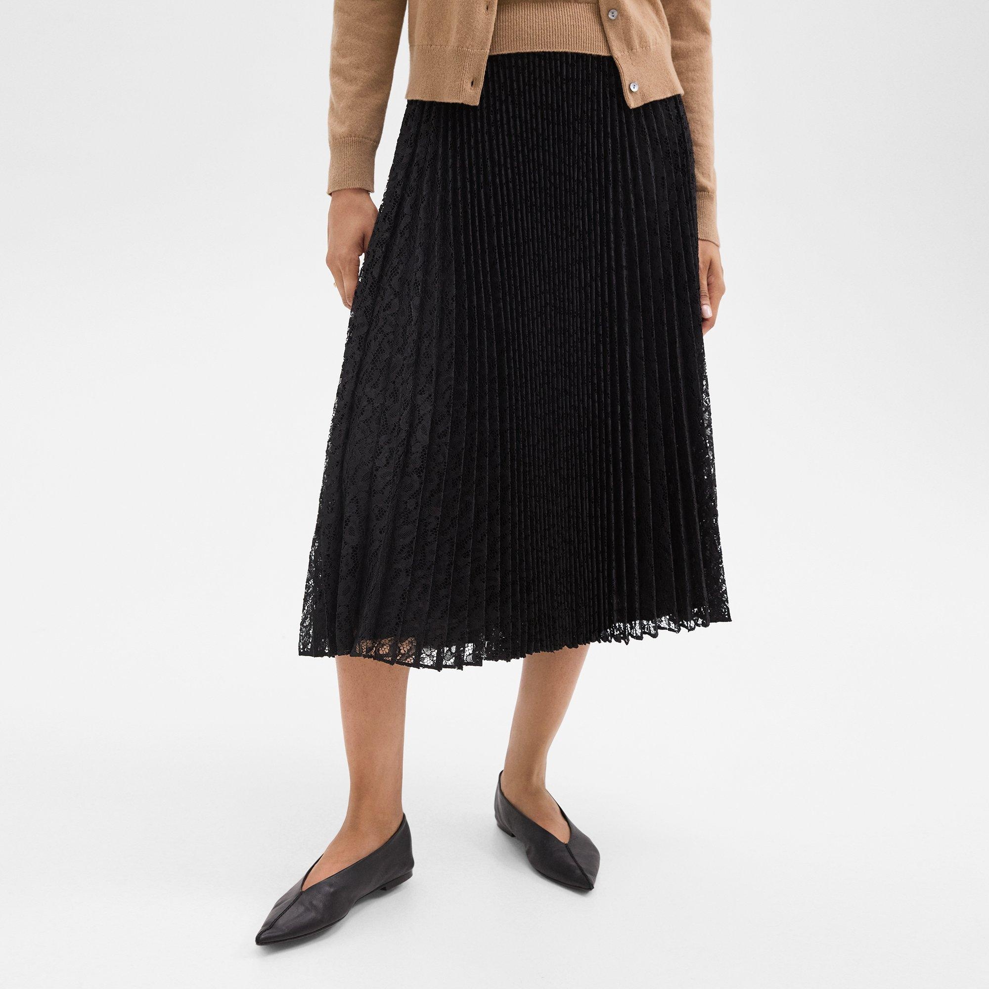 Pleated Midi Skirt in Leopard Lace - 5