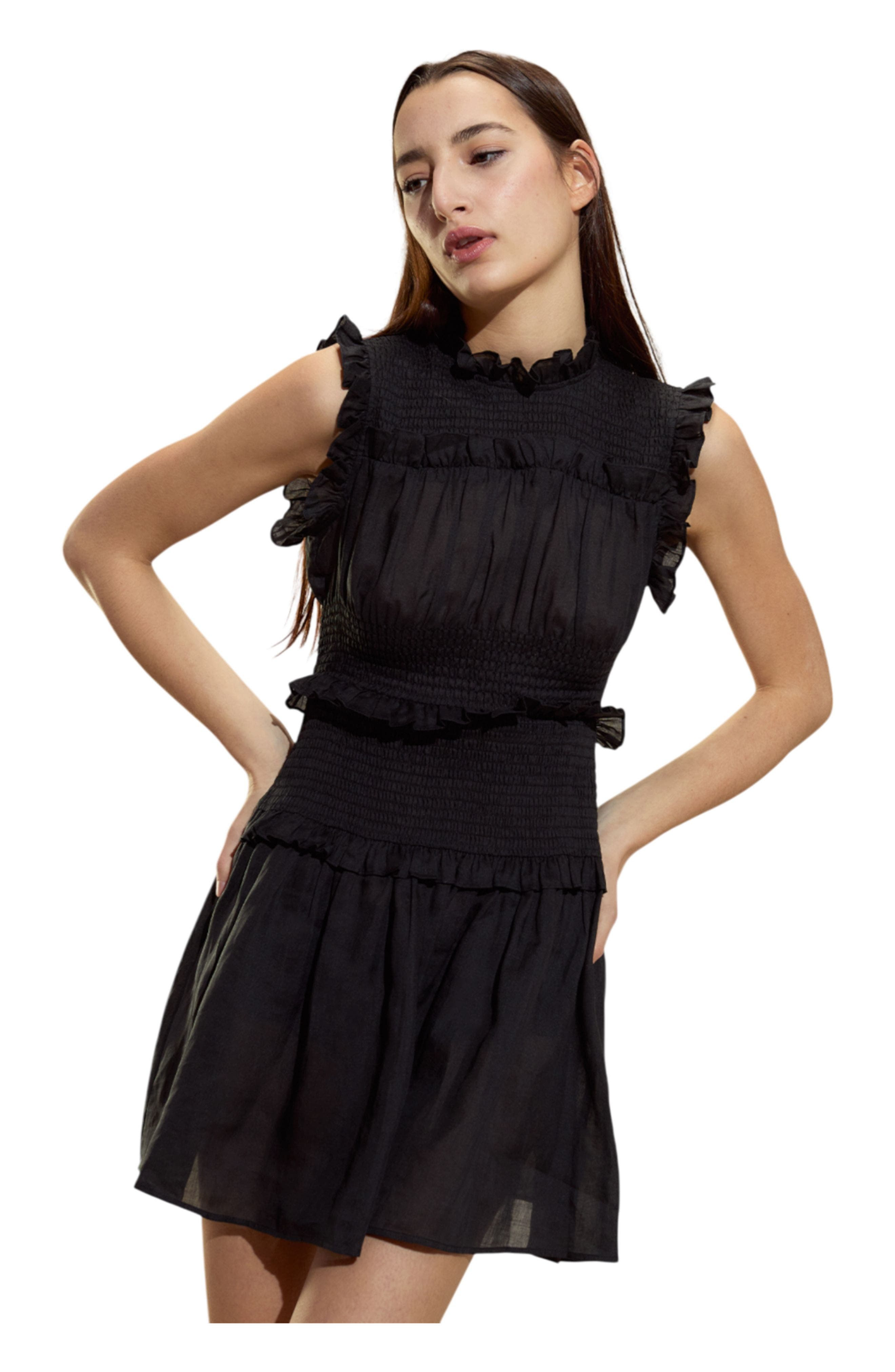 Cynthia Rowley Noir Ramie Mini Dress in Black at Nordstrom - 1