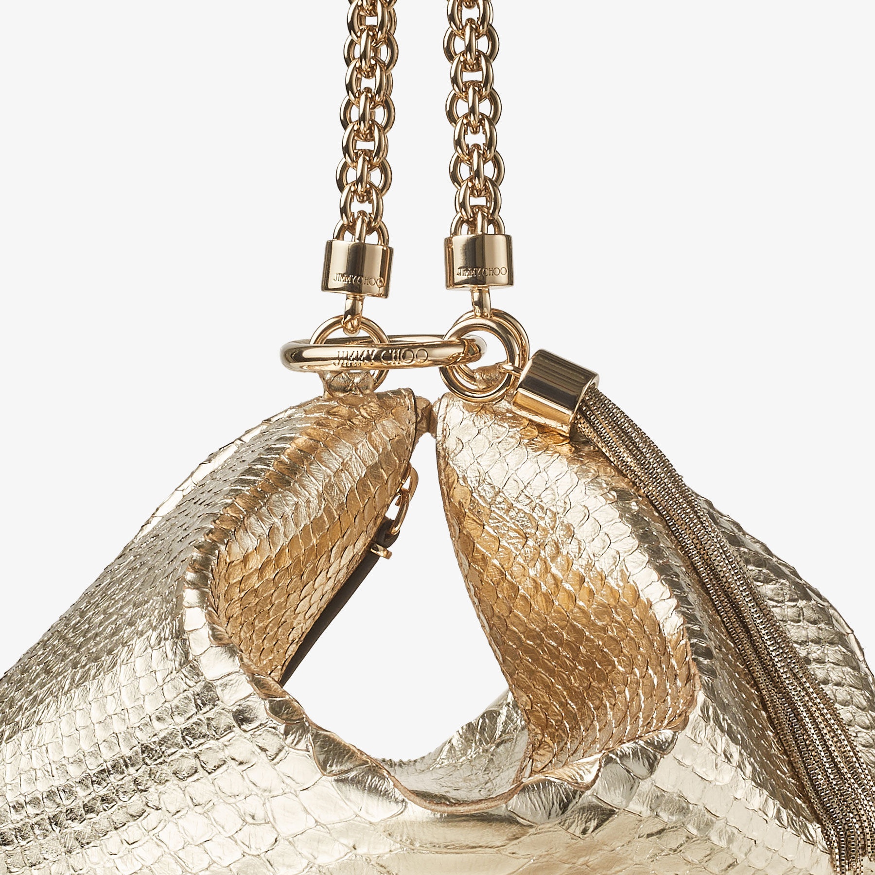 Callie
Champagne Metallic Snake Printed Leather Clutch Bag 3