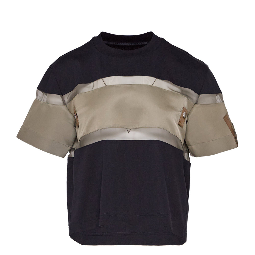 Nylon Twill Mix Cotton Jersey Tee - 1