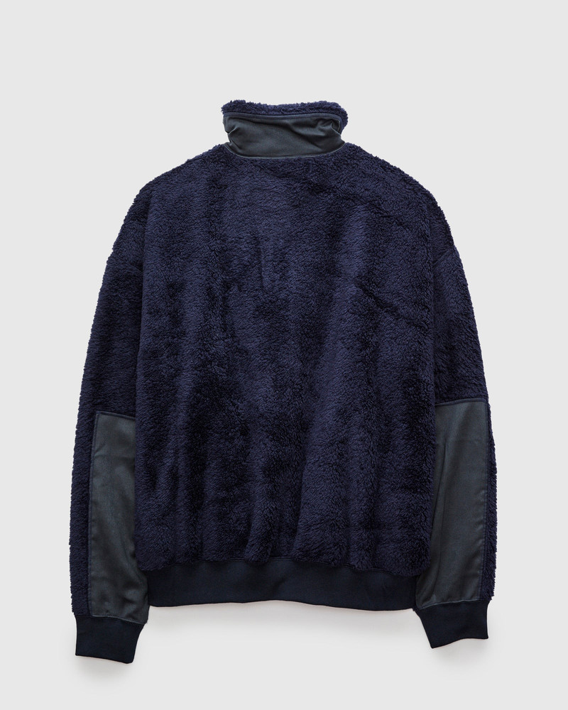 REMI RELIEF Shaggy Fleece Zip Jacket in Navy outlook