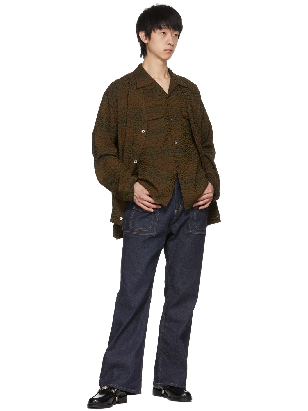 Khaki Jacquard Leopard Cardigan - 4