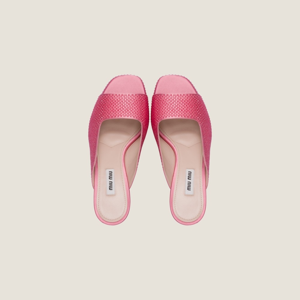 Satin platform sandals with crystals - 3