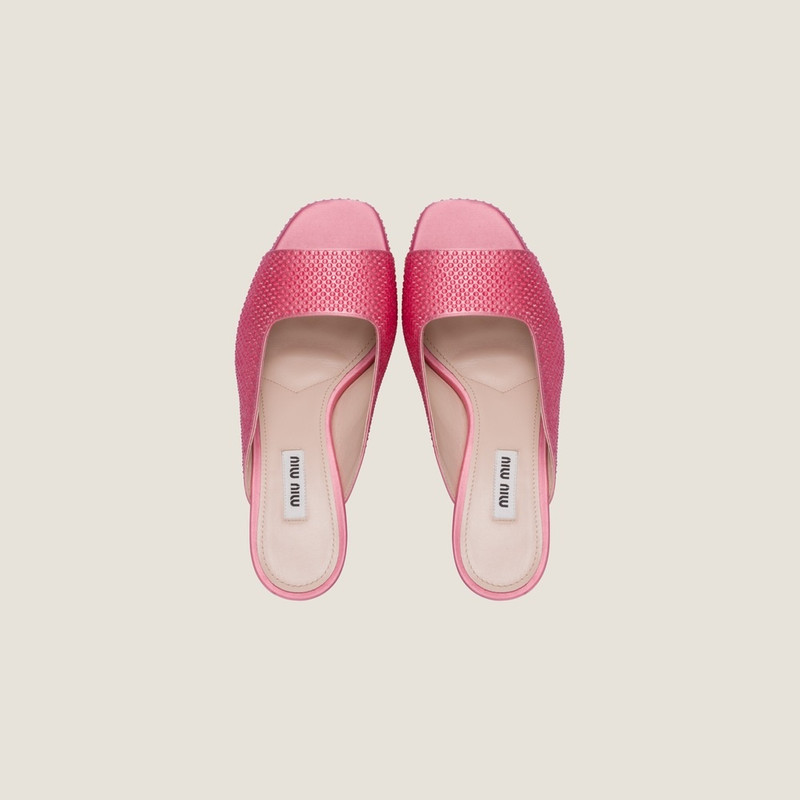Miu Miu Satin platform sandals with crystals outlook
