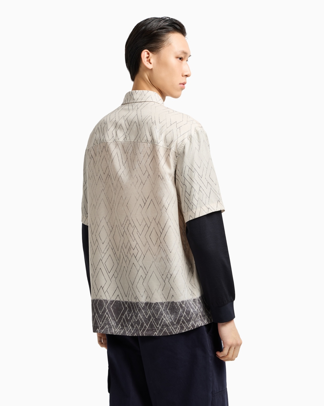 ASV COMFORT-FIT PRINTED LYOCELL-BLEND SHIRT WITH A TWO-PIECE EFFECT - 3