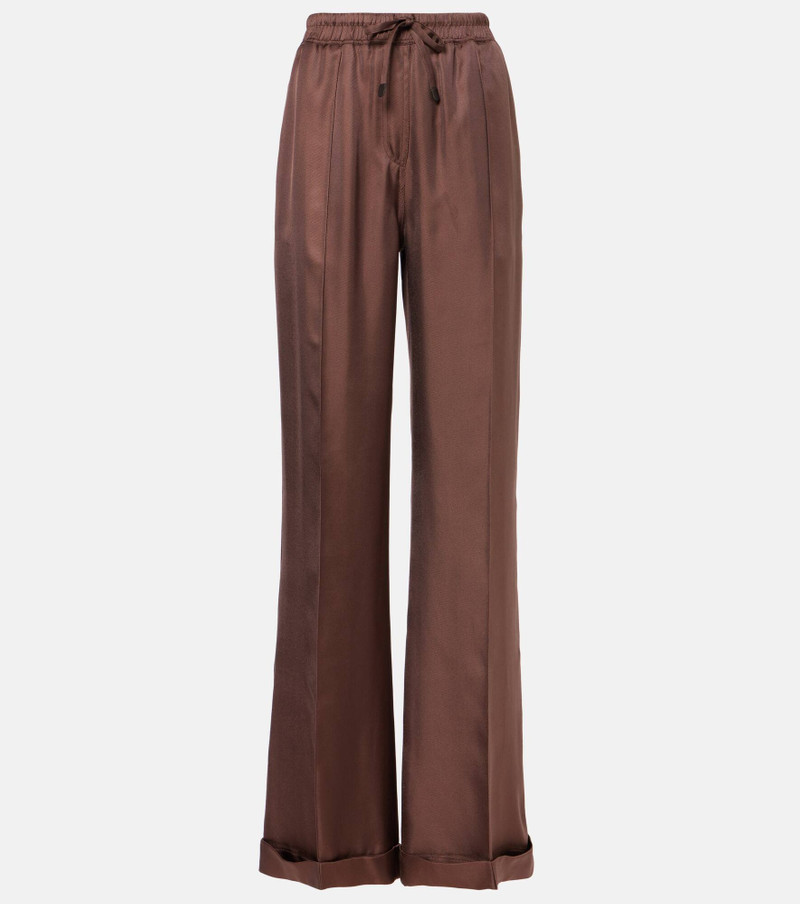 Silk twill wide-leg pants - 1