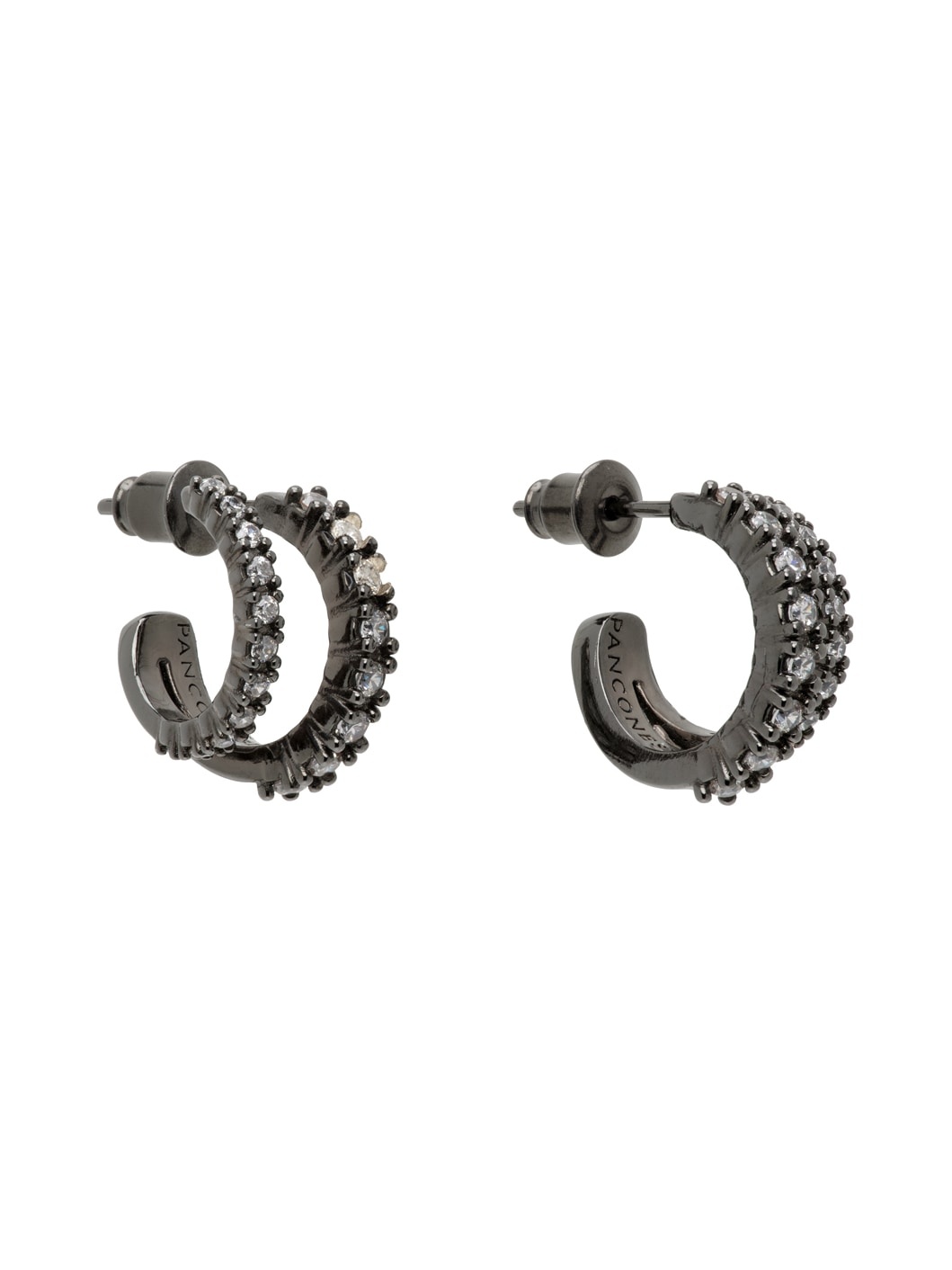 Gunmetal Crystal Stellar Hoop Earrings - 2