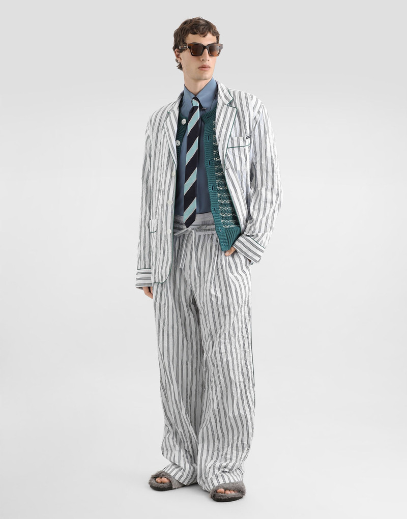 Dolce & Gabbana Crinkled striped poplin vanity robe outlook