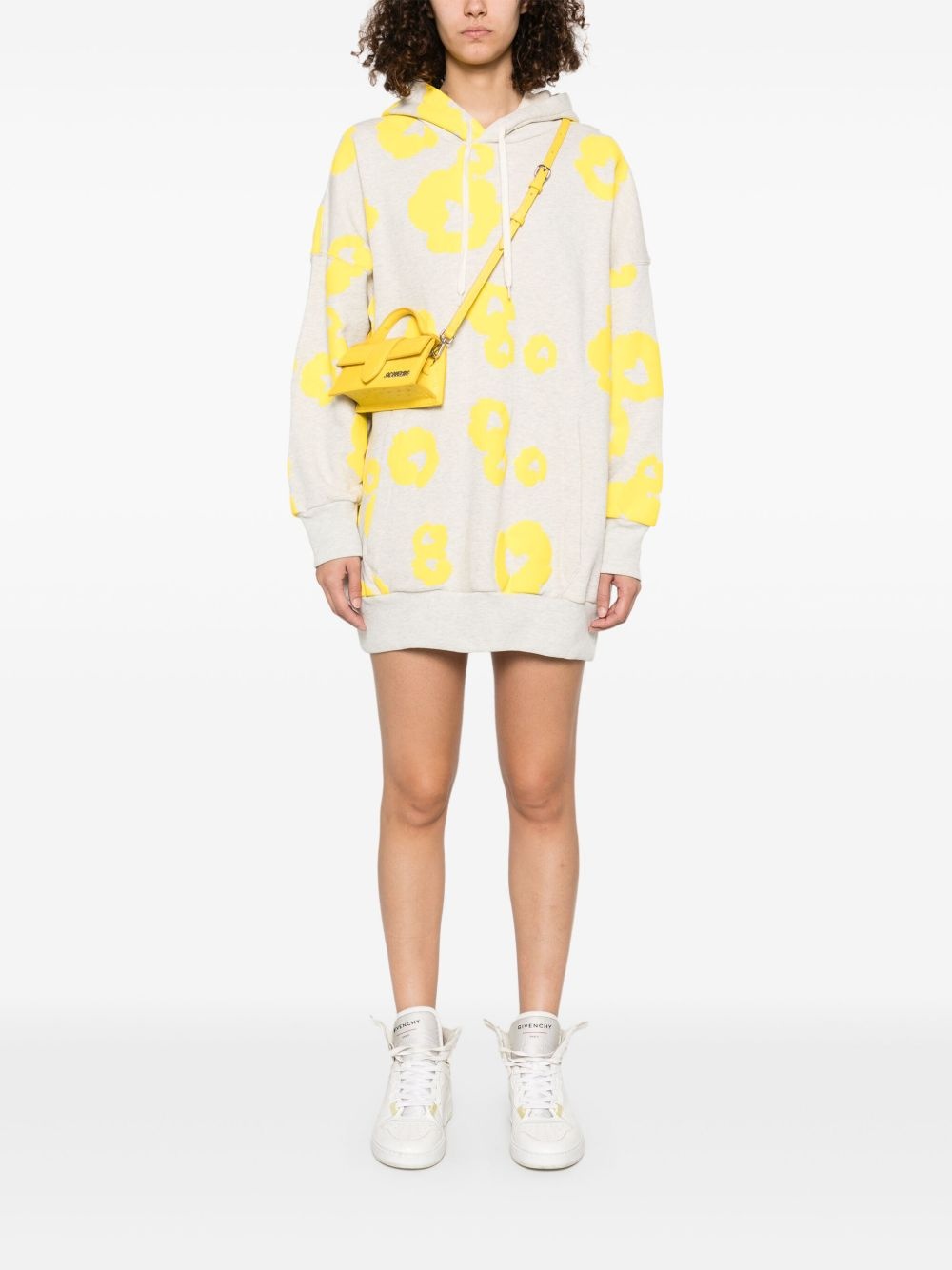 flowers hoodie mini dress - 2