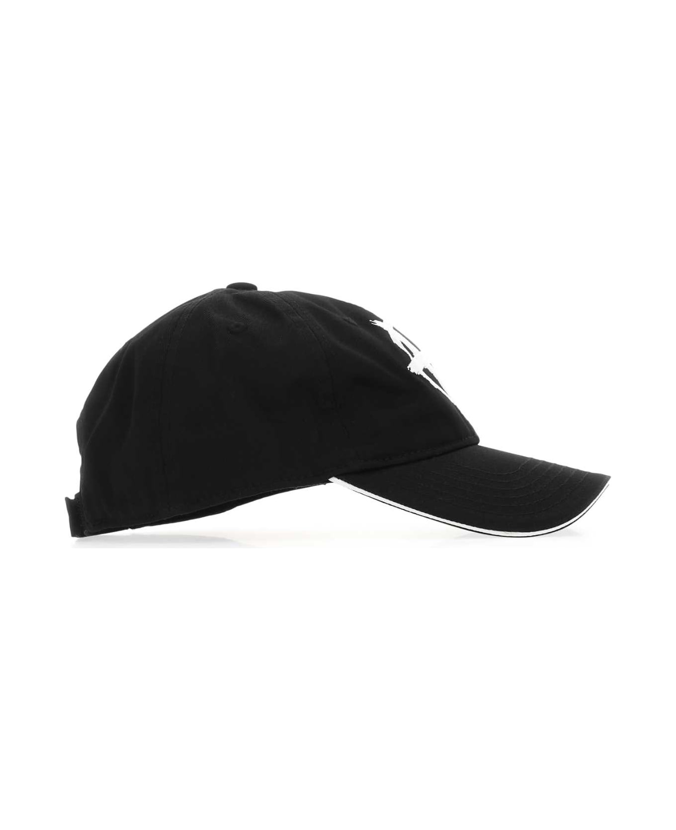 Black Cotton Baseball Cap - 2