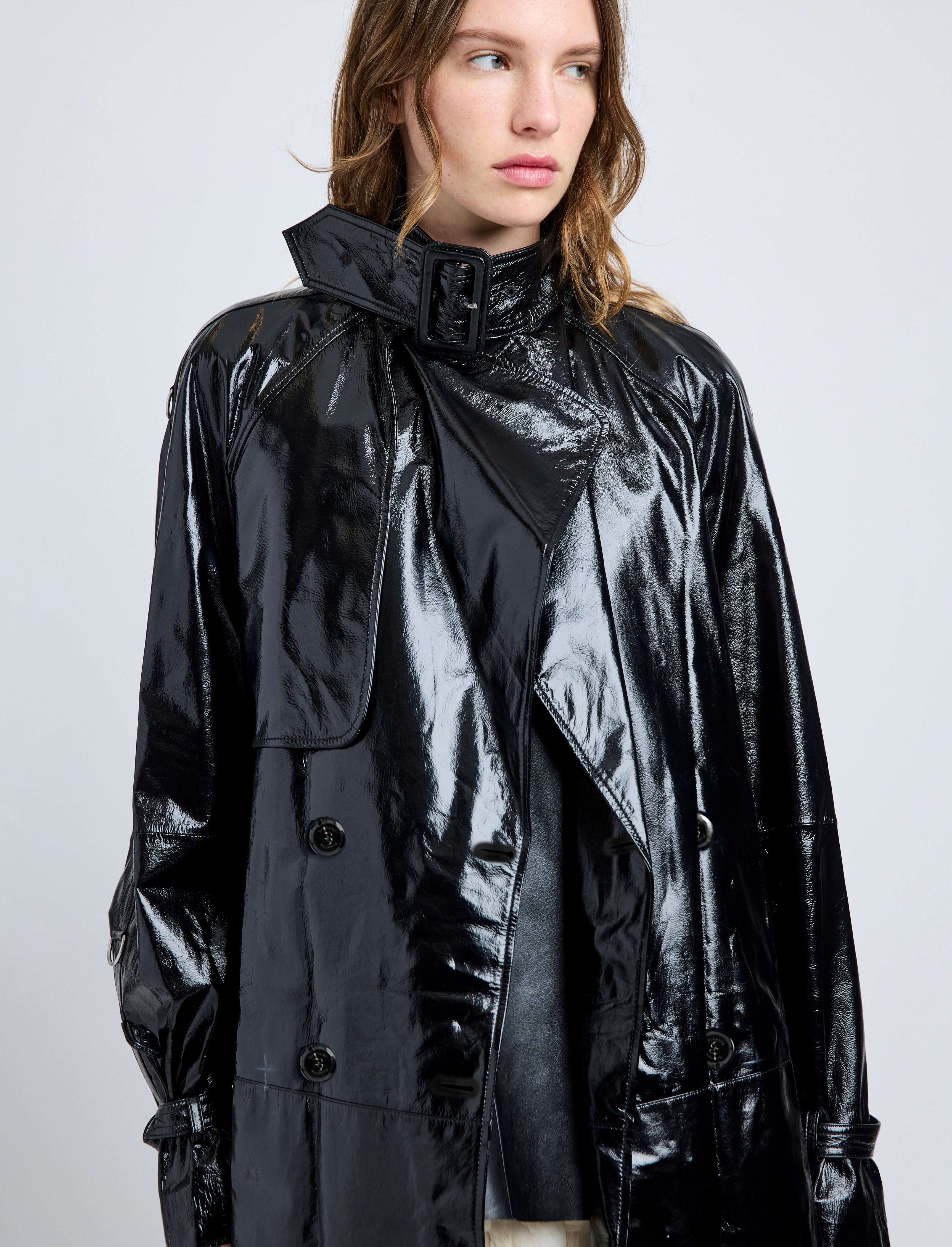 Sabina Coat in Lacquered Leather - 5