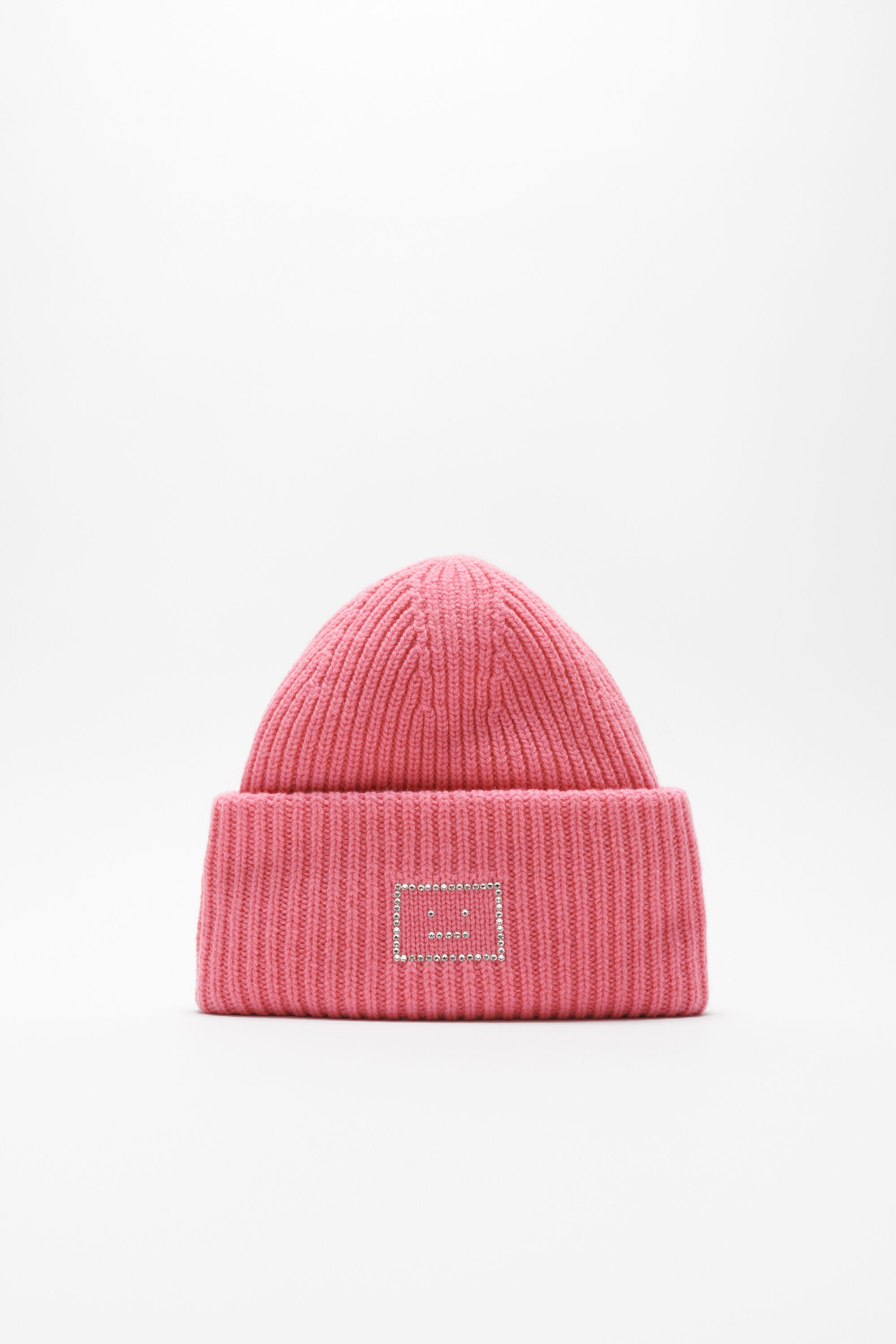 Embellished Face logo beanie - Tango pink - 1