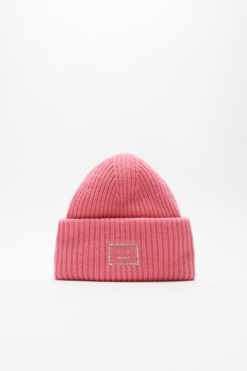 Embellished Face logo beanie - Tango pink 1