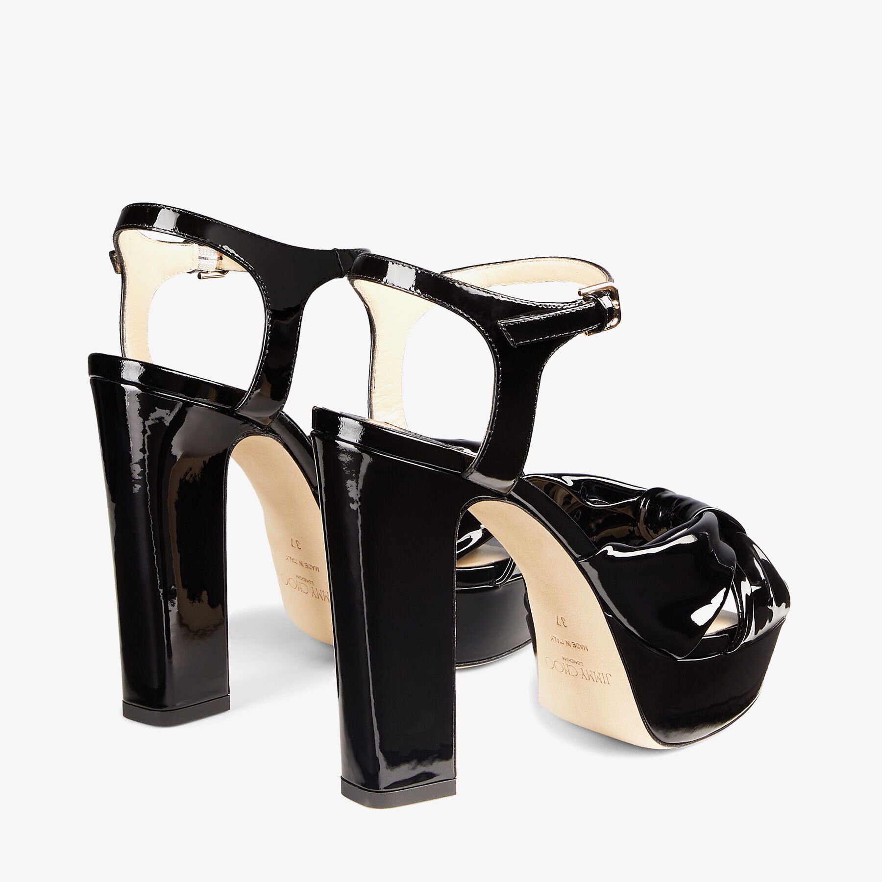 Heloise 120
Black Soft Patent Platform Sandals - 6