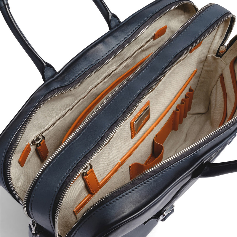 Blue leather laptop bag 3