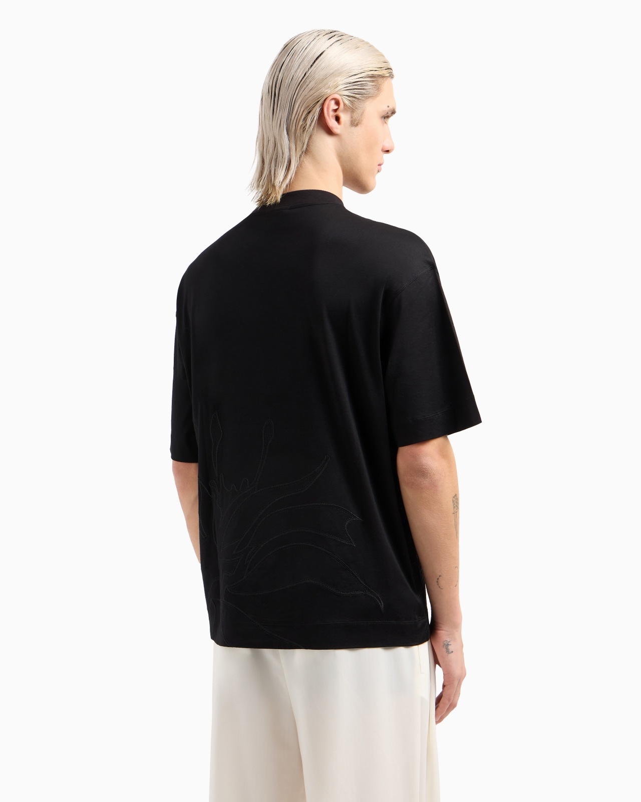 ASV OVERSIZED T-SHIRT IN LYOCELL-BLEND JERSEY WITH OVERSIZED FLOWER EMBROIDERY - 3