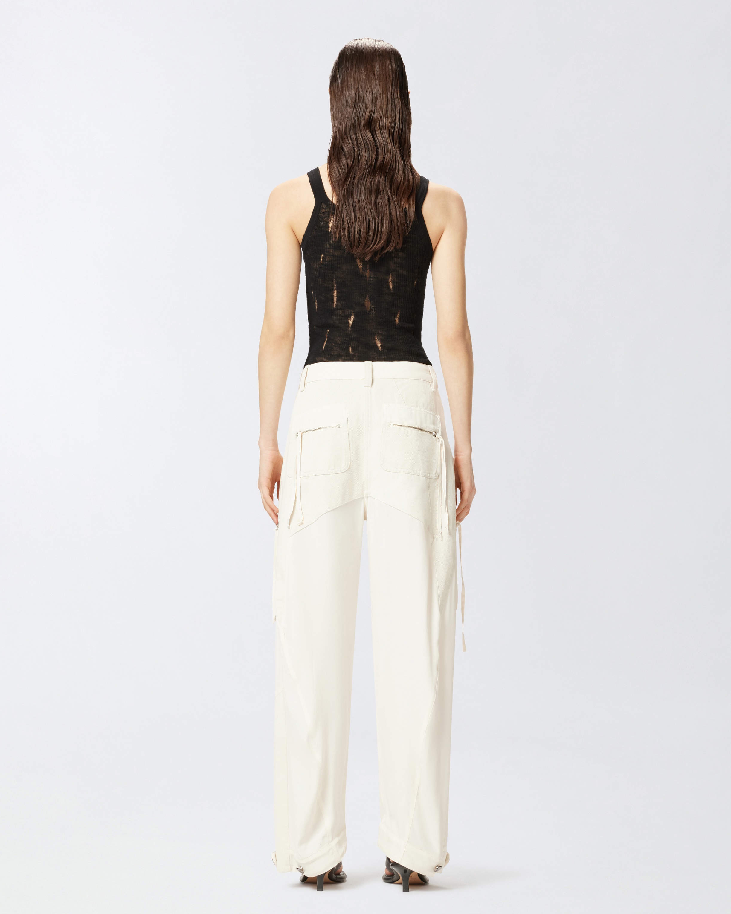 P-PANTS LINEN BLEND TROUSERS WITH ZIP - 4