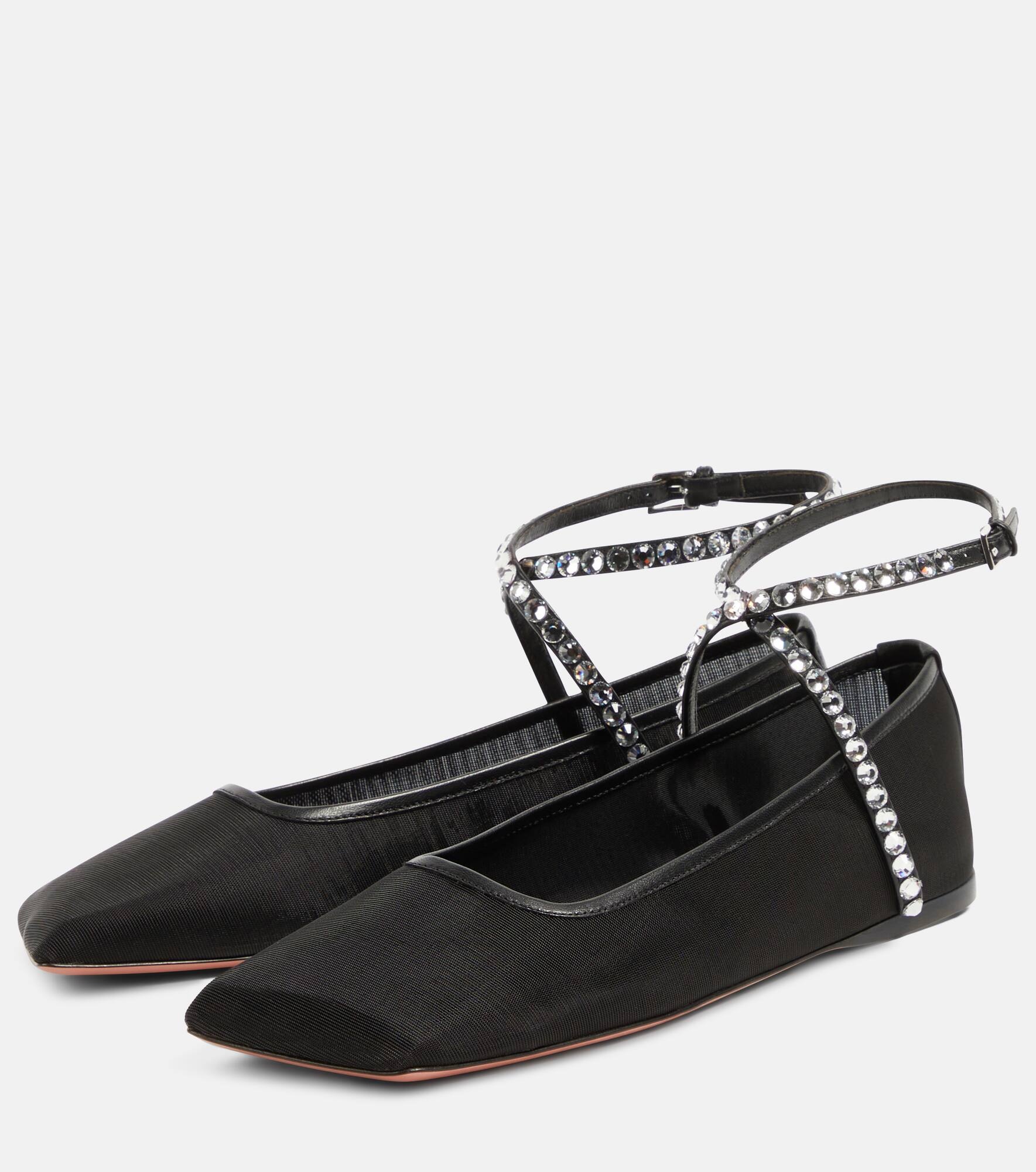 Ane crystal-embellished mesh flats - 5