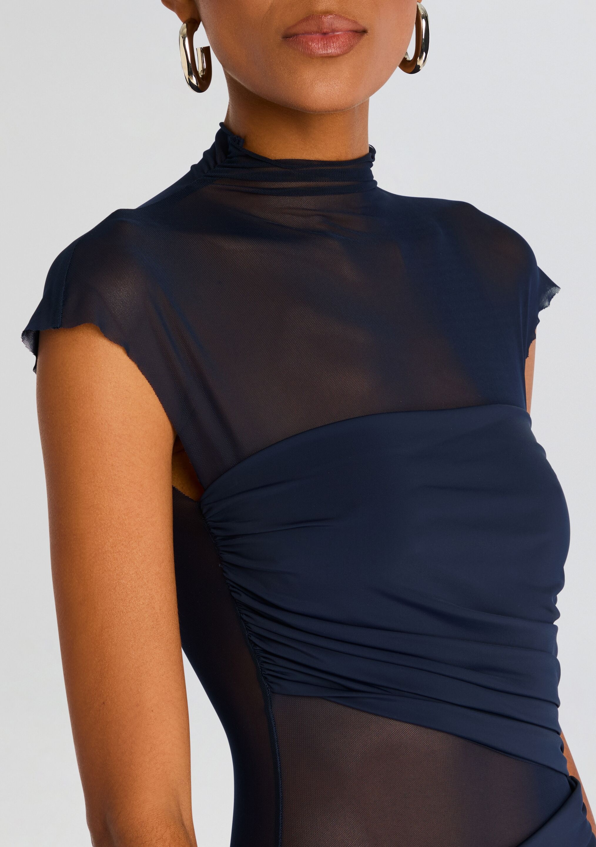 TABITHA MESH RUCHED MIDI DRESS - 2