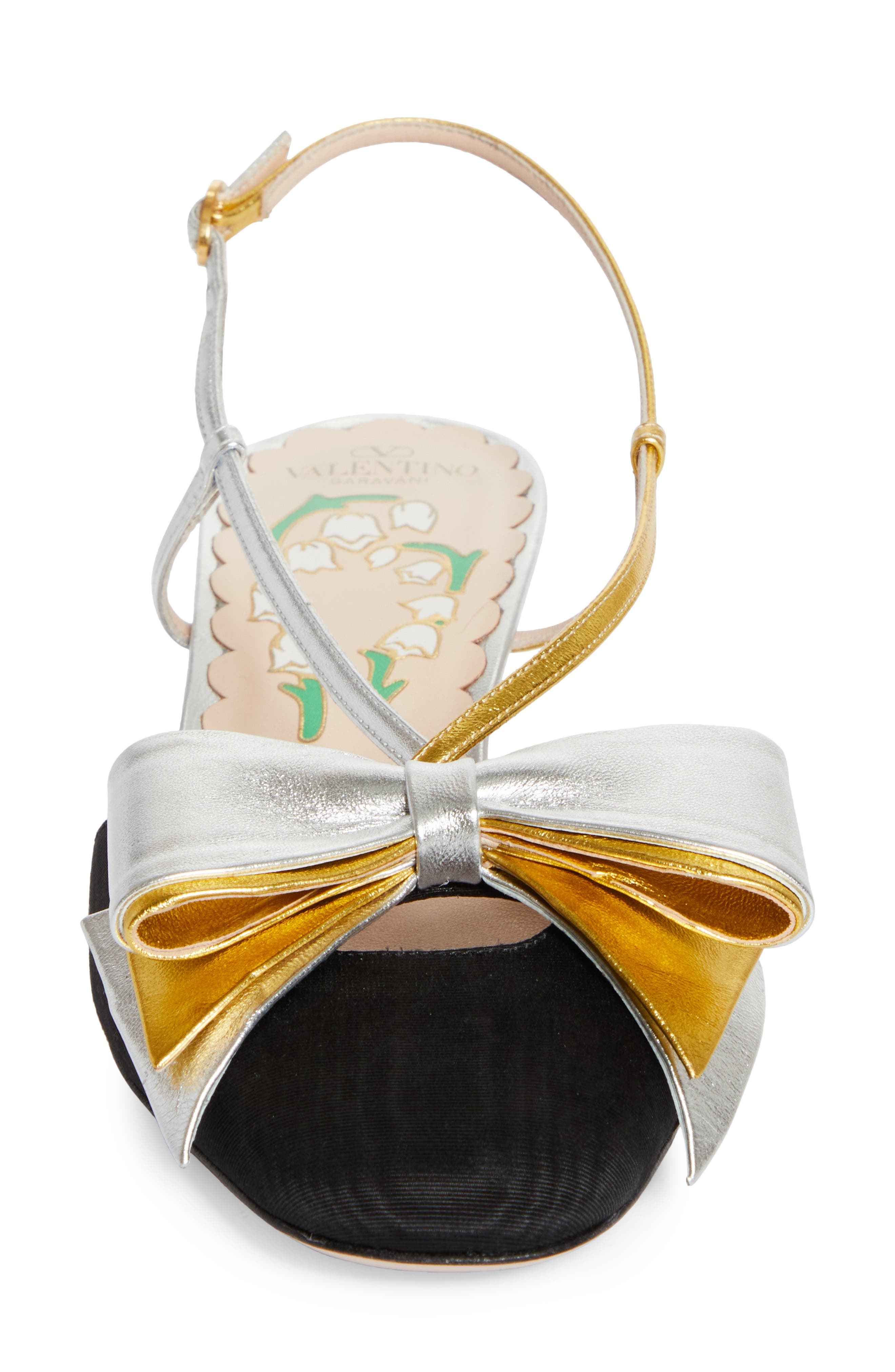 Valentino Garavani Bowow Slingback Pump in Black/Silver at Nordstrom - 5