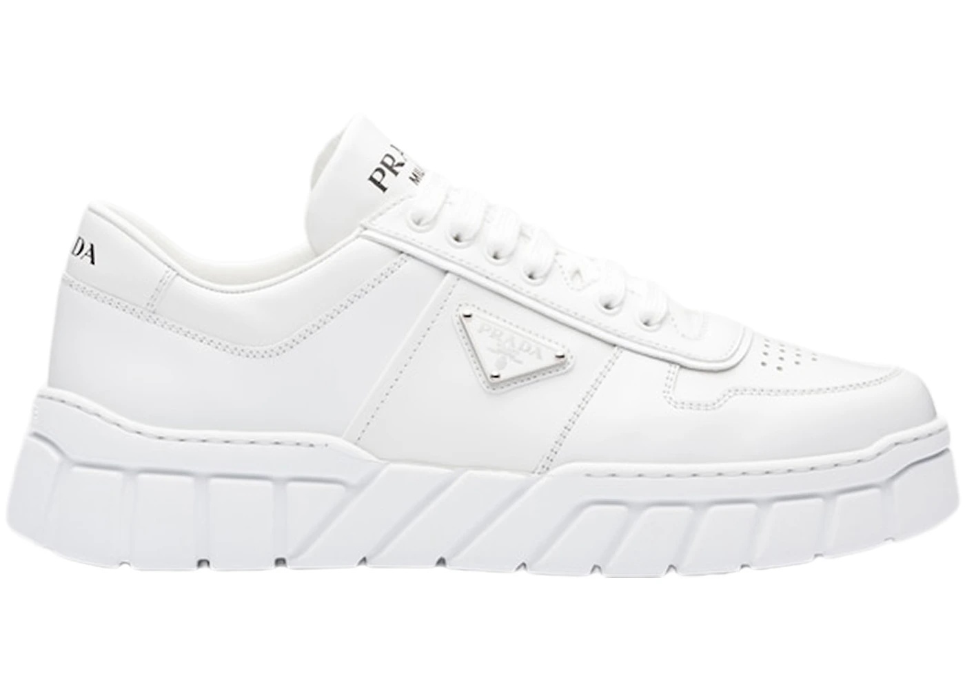 Prada Voluminous Sneakers Leather White White - 1