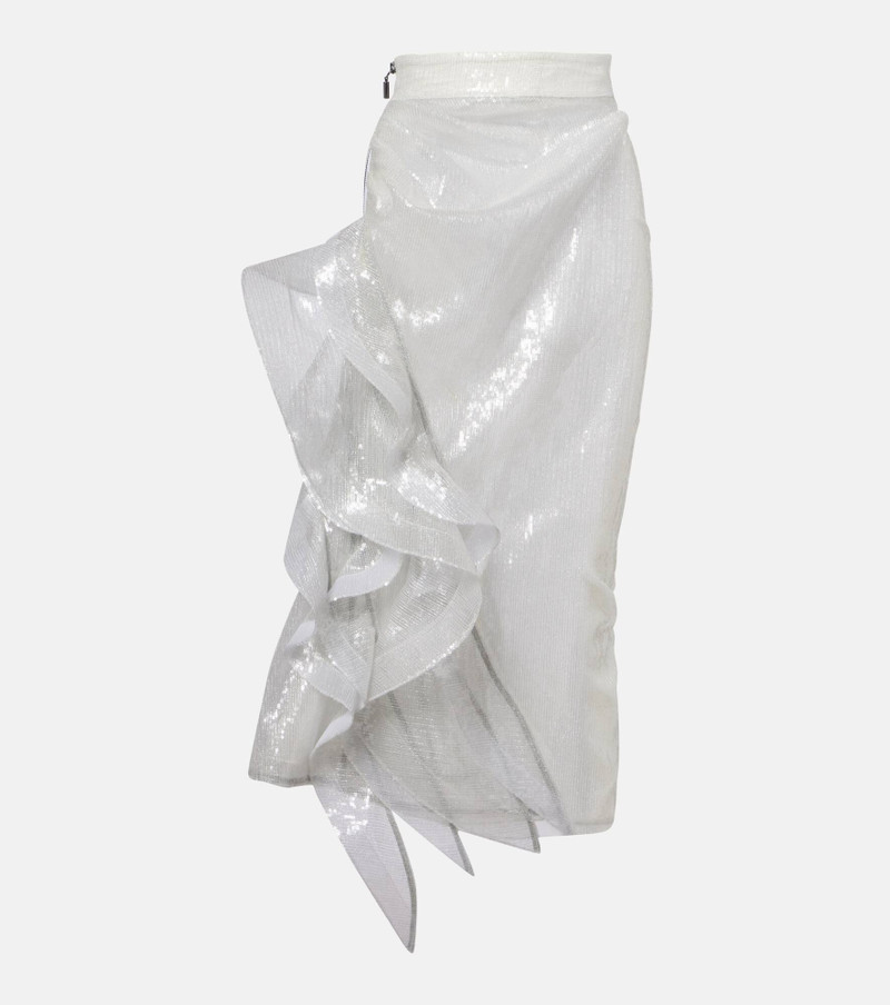 Hymn ruffled sequined midi skirt 1