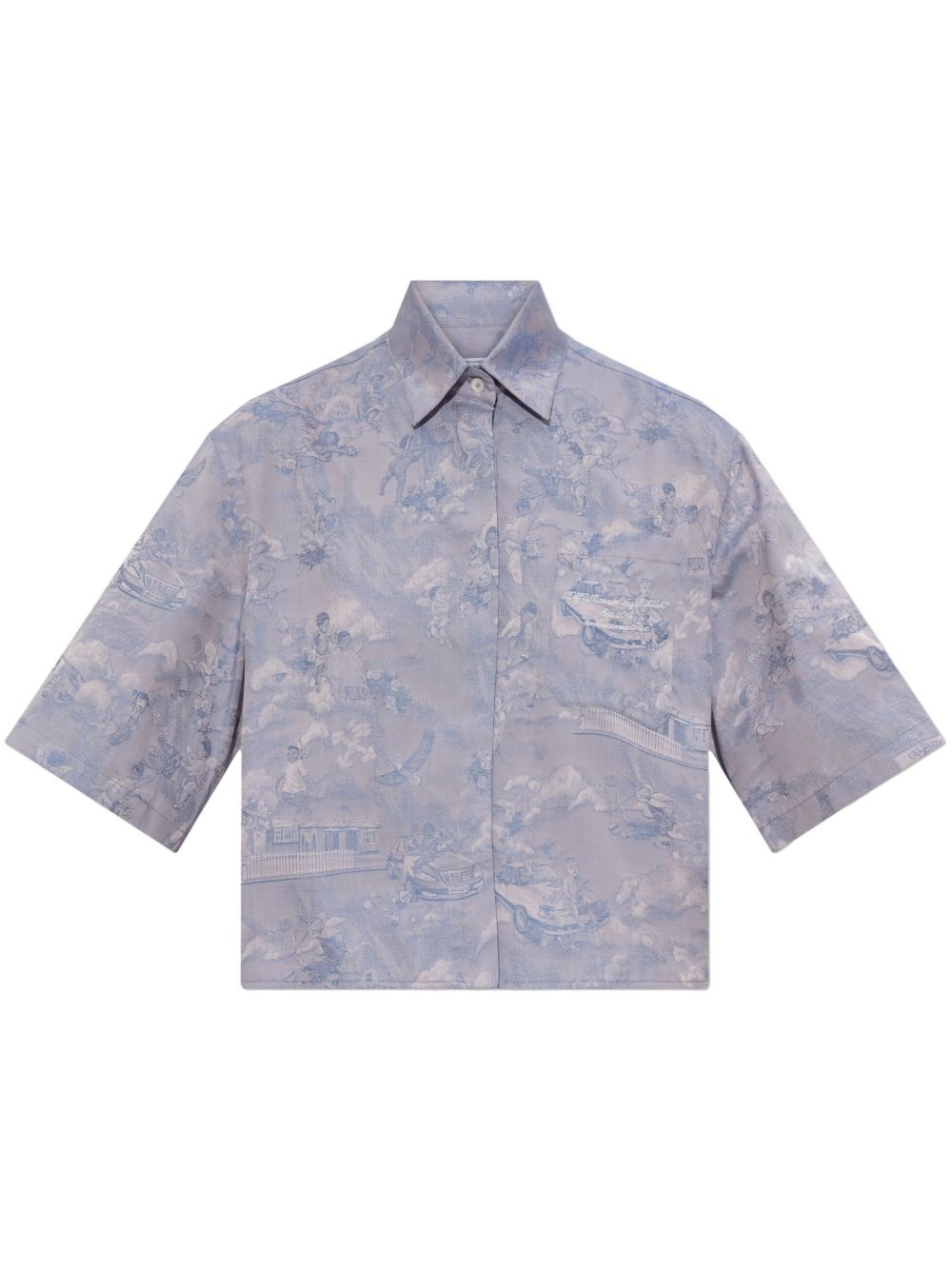 angel-print cropped cotton shirt - 1