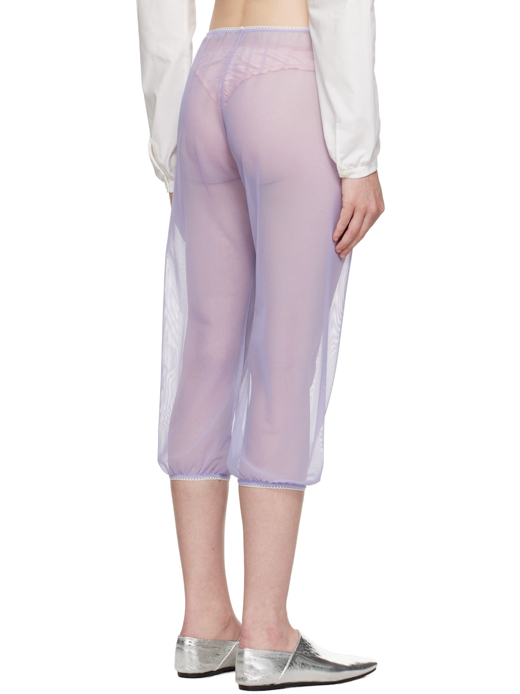 Purple Stretch Tulle Sleep Capri Trousers - 3