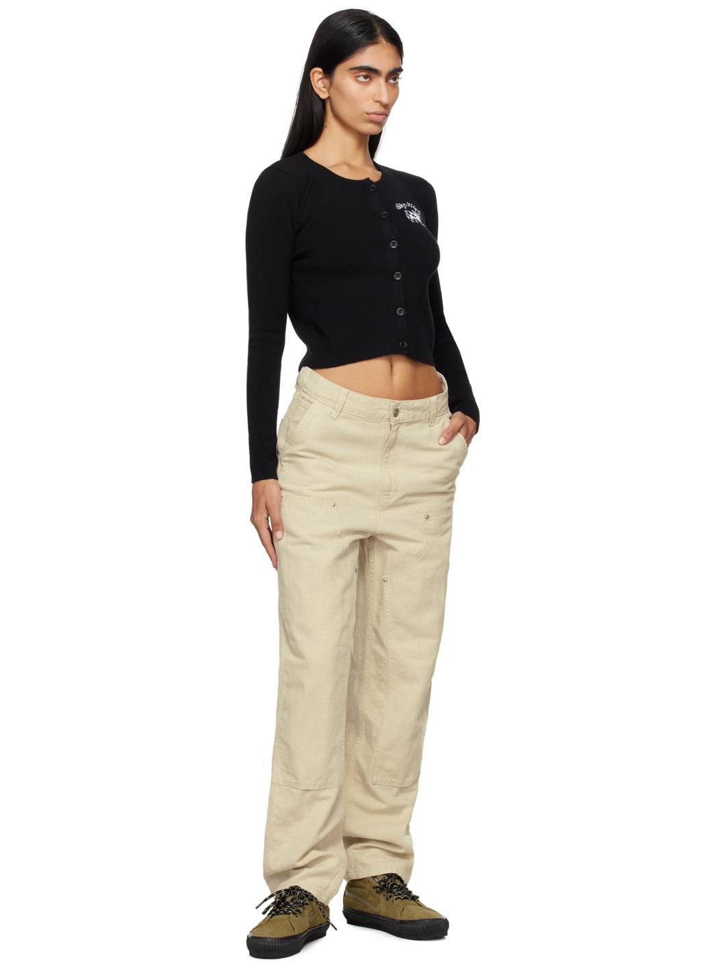 Black Cropped Cardigan - 4