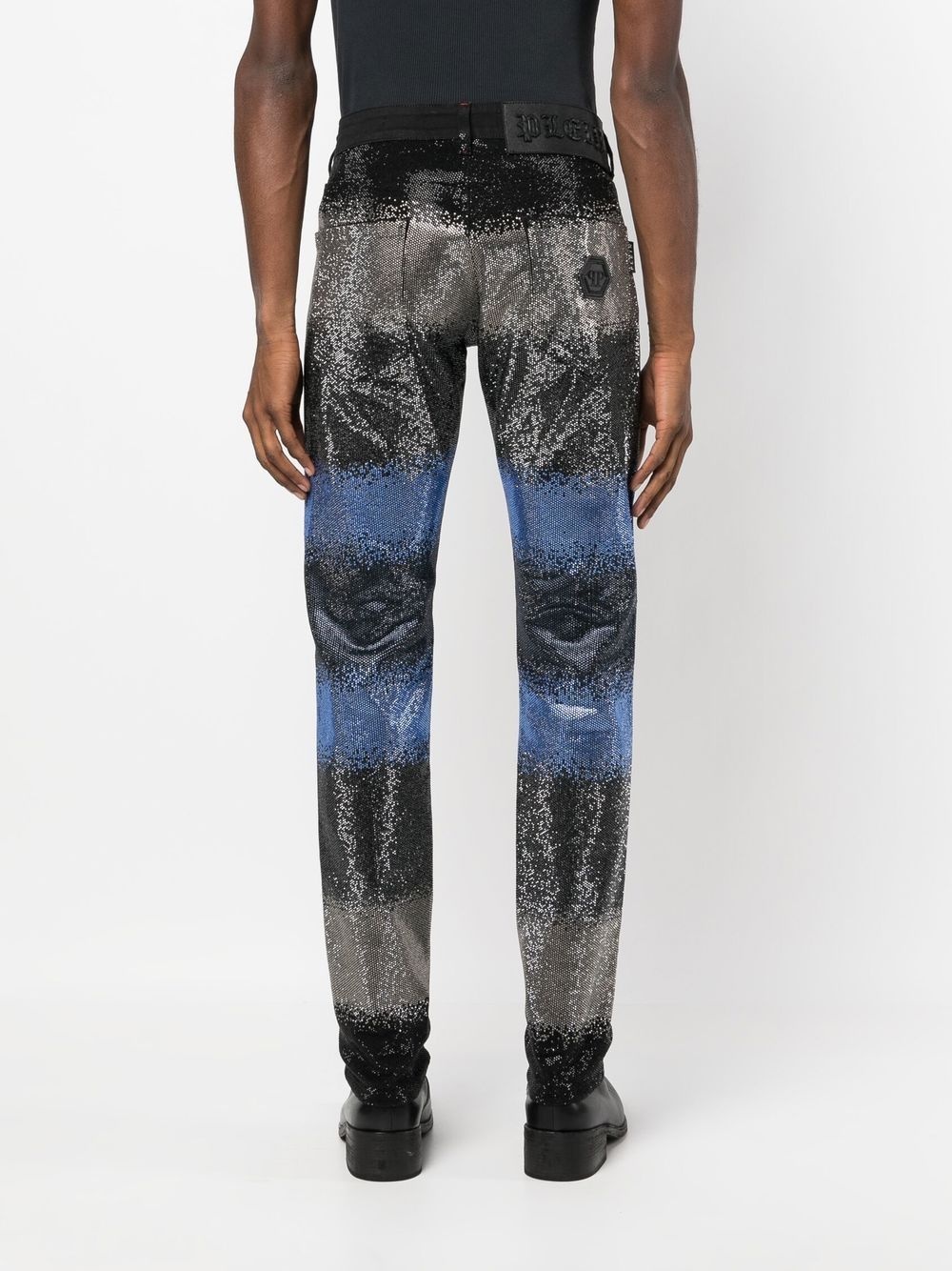 gradient crystal-embellished jeans - 4