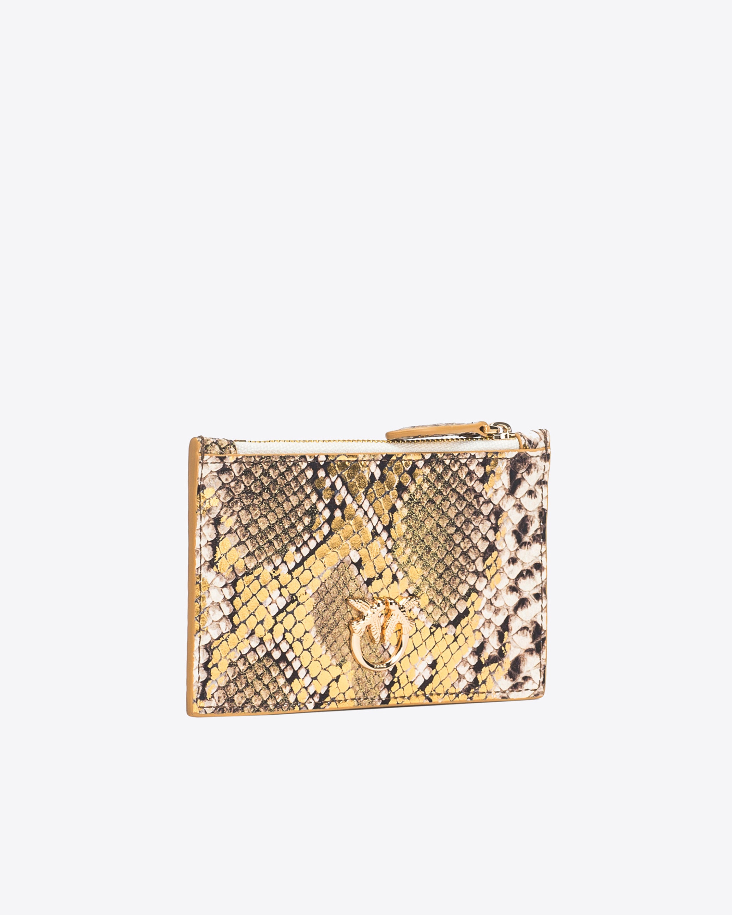 PINKO GALLERIA CARD HOLDER IN LAMINATED REPTILE-PRINT LEATHER - 3