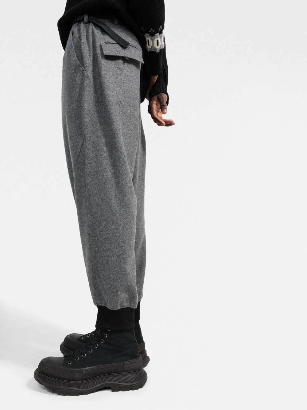 flannel belt-waist trackpants - 3