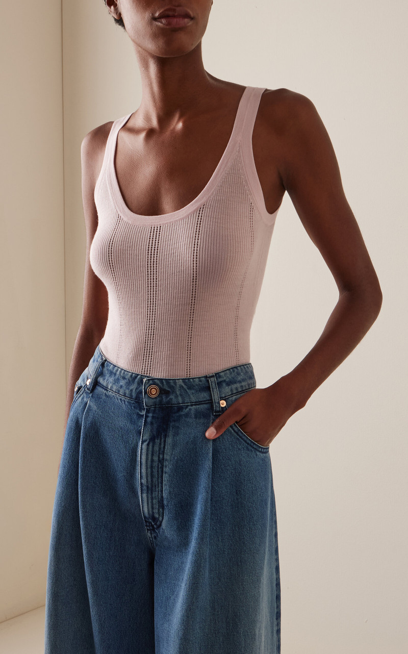GABRIELA HEARST Lucy Pointelle-Knit Wool Tank Top pink outlook