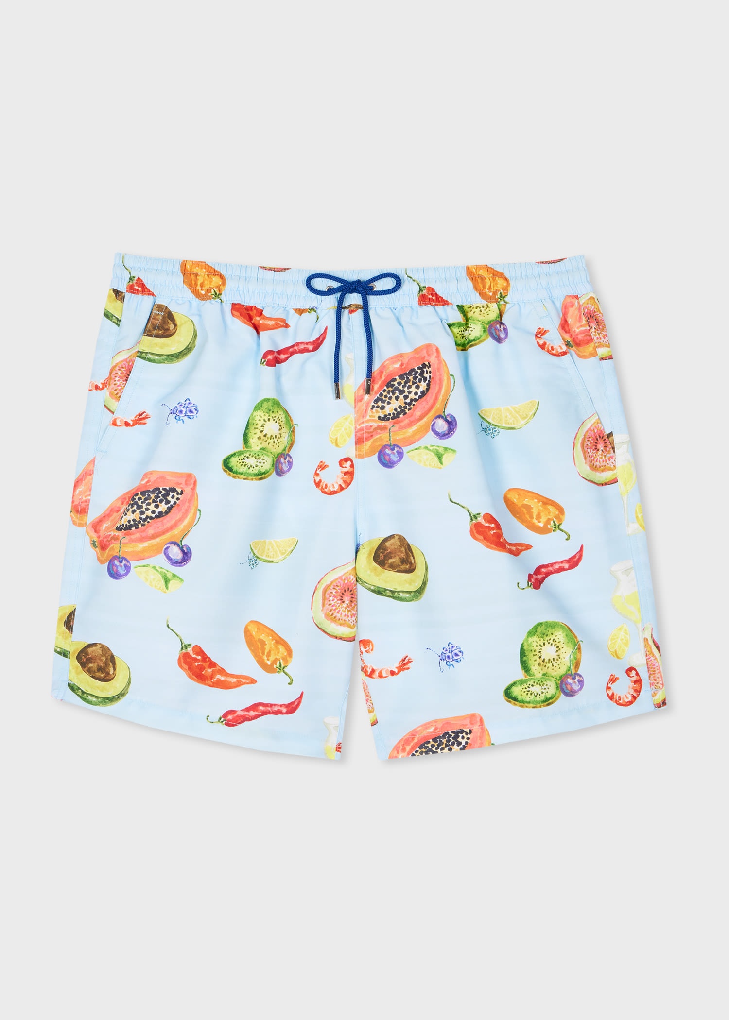 'Tropical Fruit' Print Long Swim Shorts - 1