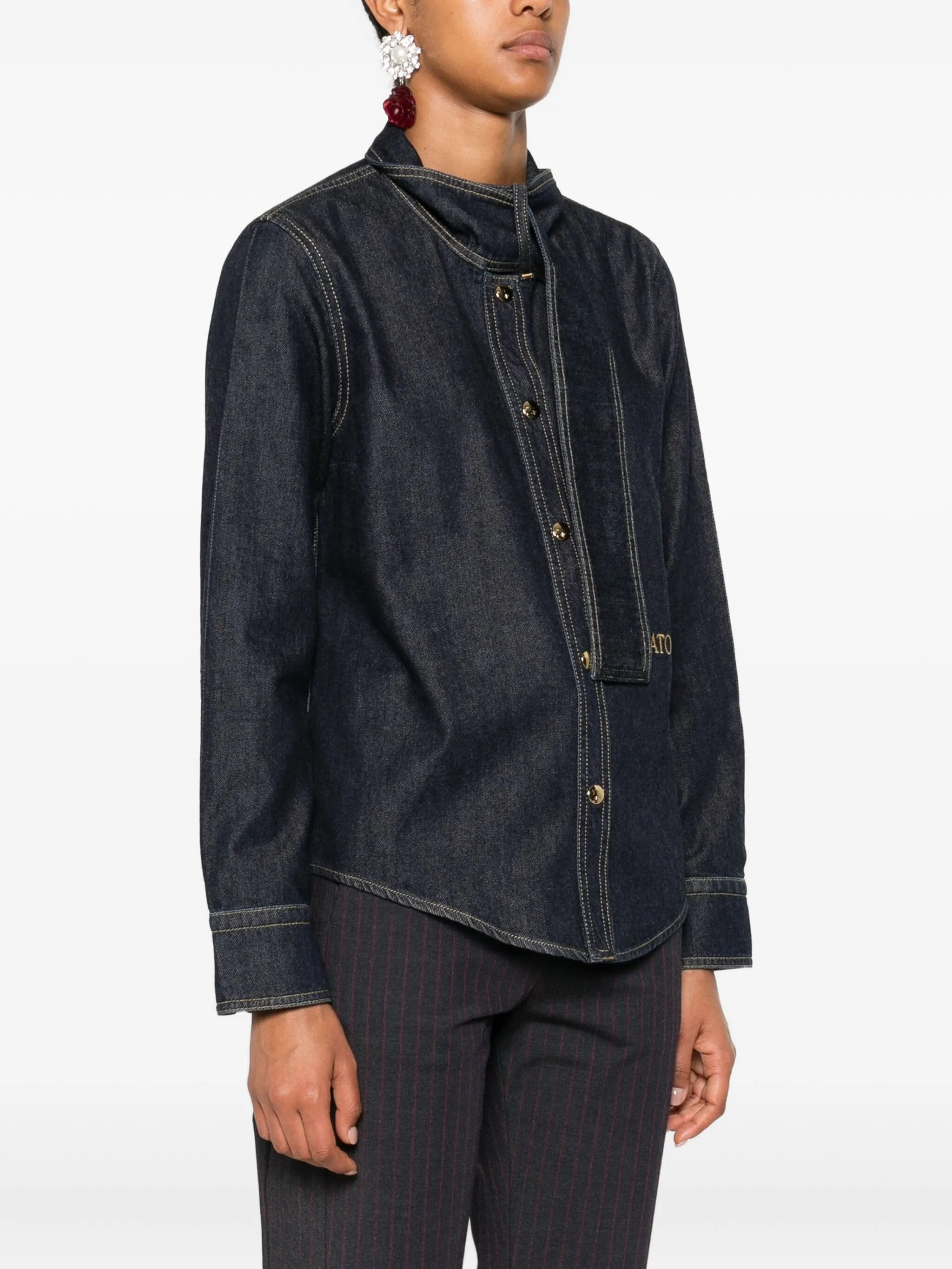 Patou Embroidered-logo Denim Shirt - 4