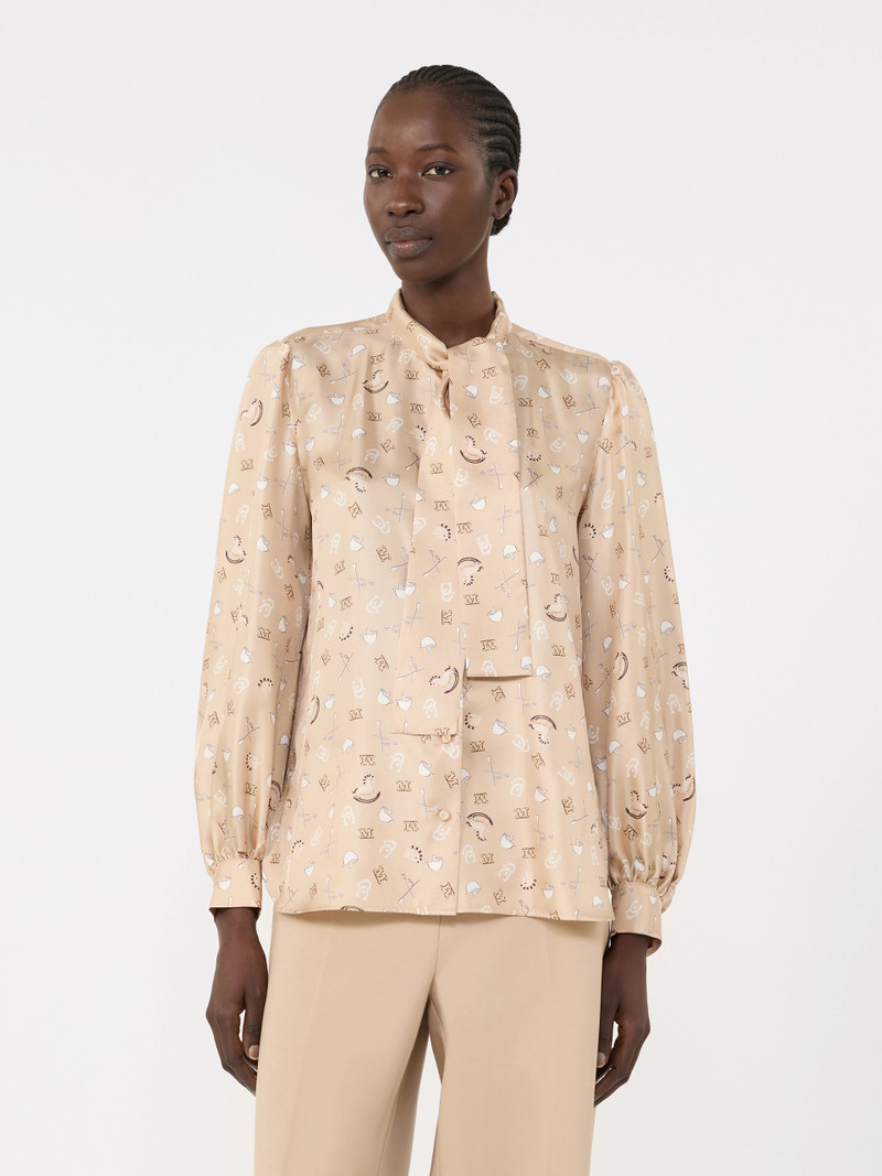 ZUCCA Printed silk pussy-bow shirt - ALBINO 3