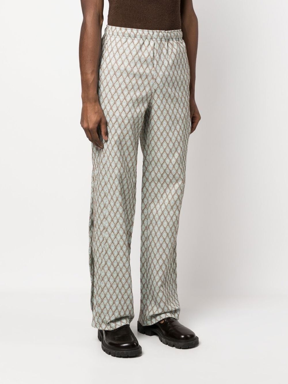 jacquard layered panel trousers - 3