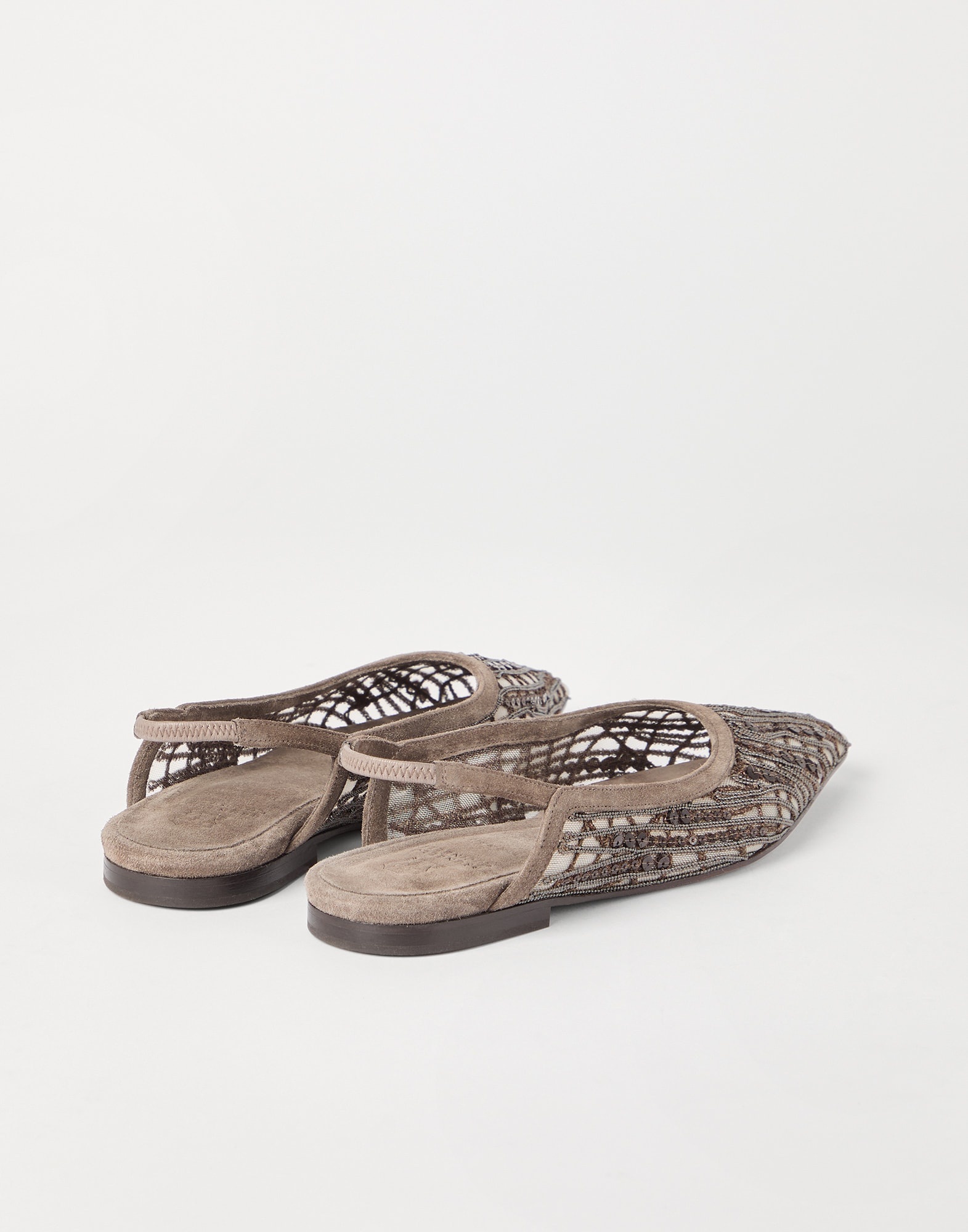 Brunello Cucinelli Glistening abstract embroidery slingback