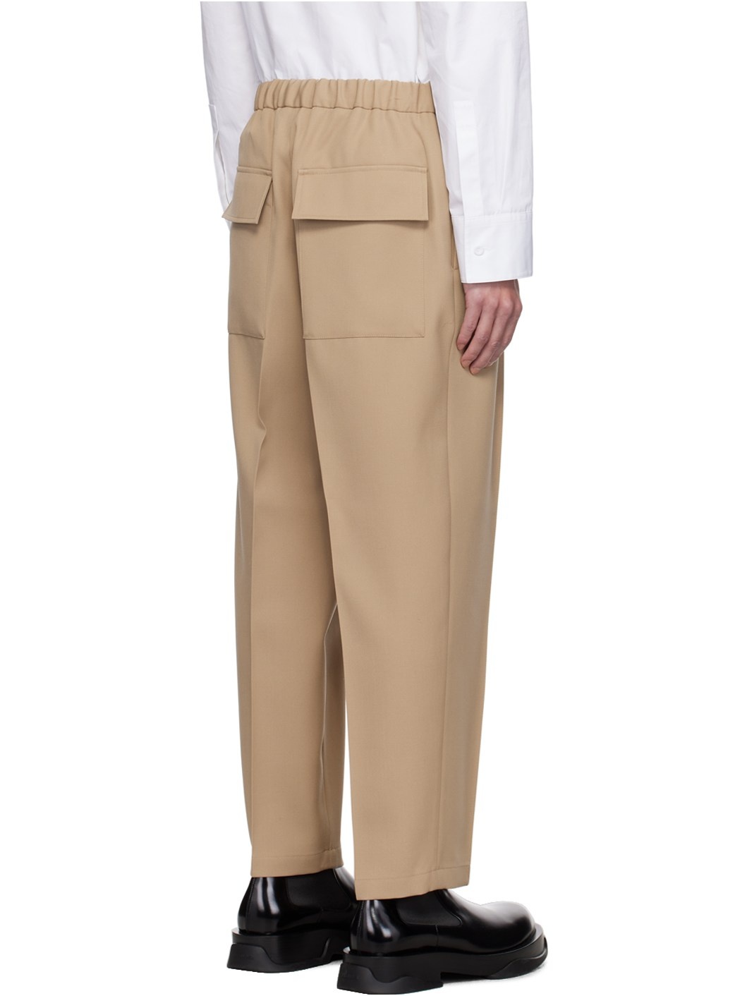 Beige Tapered Trousers - 3