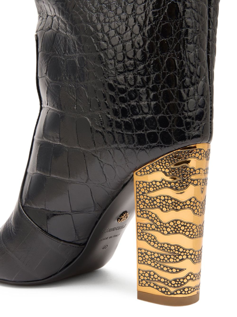 crocodile-effect leather boots - 4
