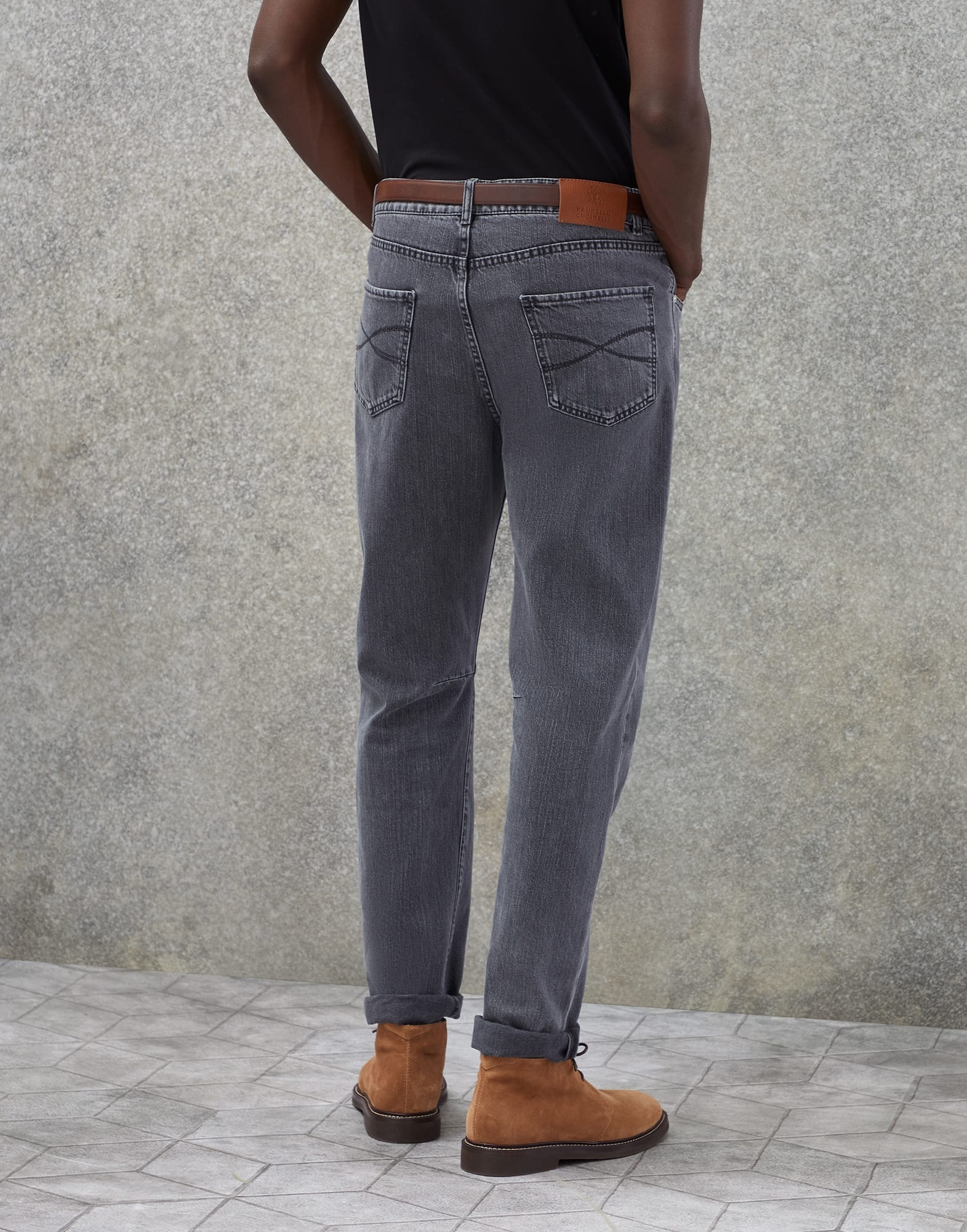 Dark grey denim leisure fit five-pocket trousers - 2
