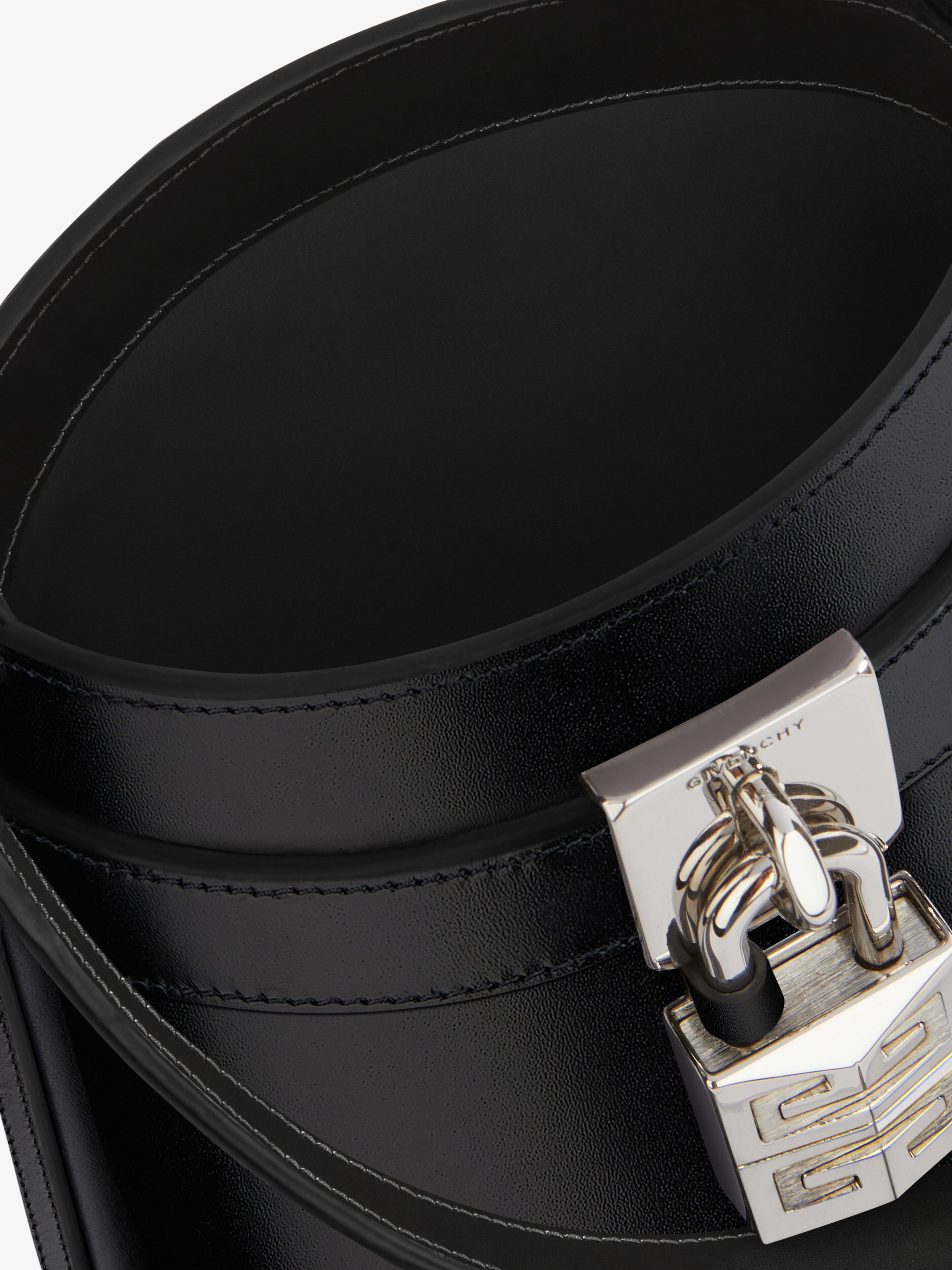 MICRO SHARK LOCK BUCKET BAG IN BOX LEATHER - 5