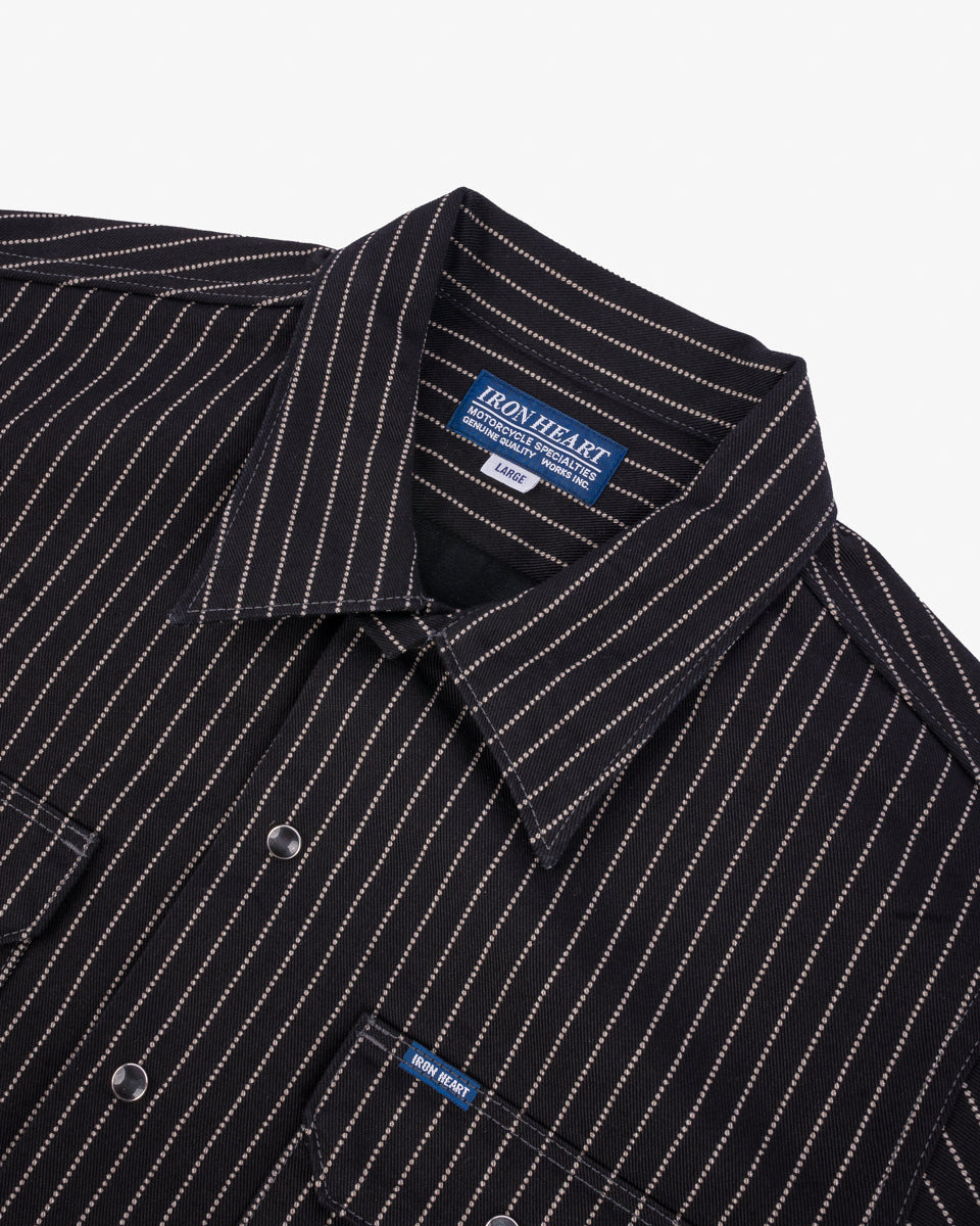 IHSH-416-BLK 10oz Wabash Short Sleeved Mechanic Shirt - Black - 14