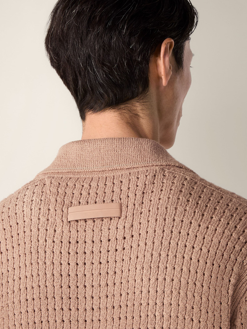 ZEGNA BEIGE COTTON AND LINEN POLO SHIRT outlook