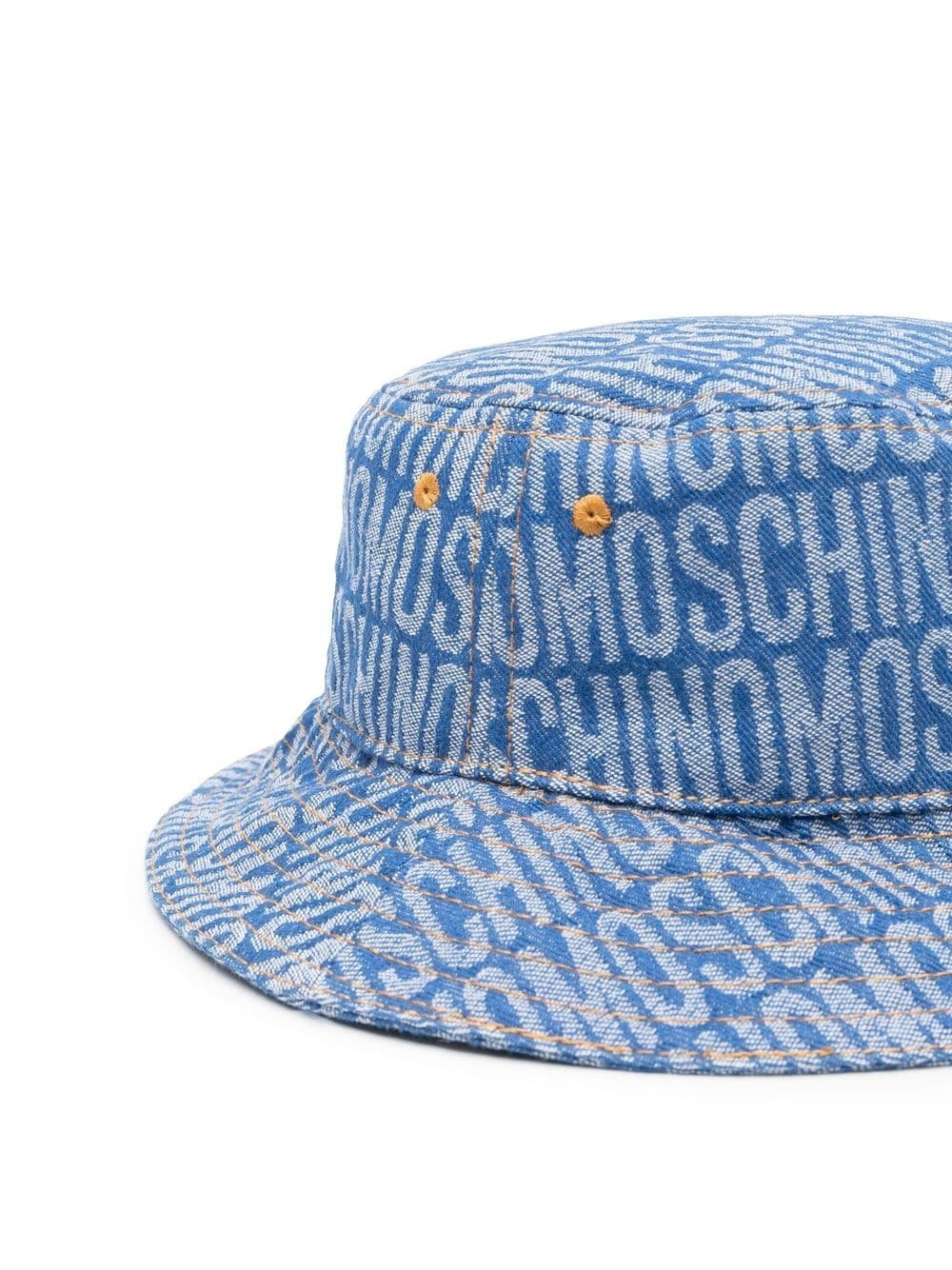Moschino Women's Allover Logo Denim Cap with Rhinestones - Blue - Hats