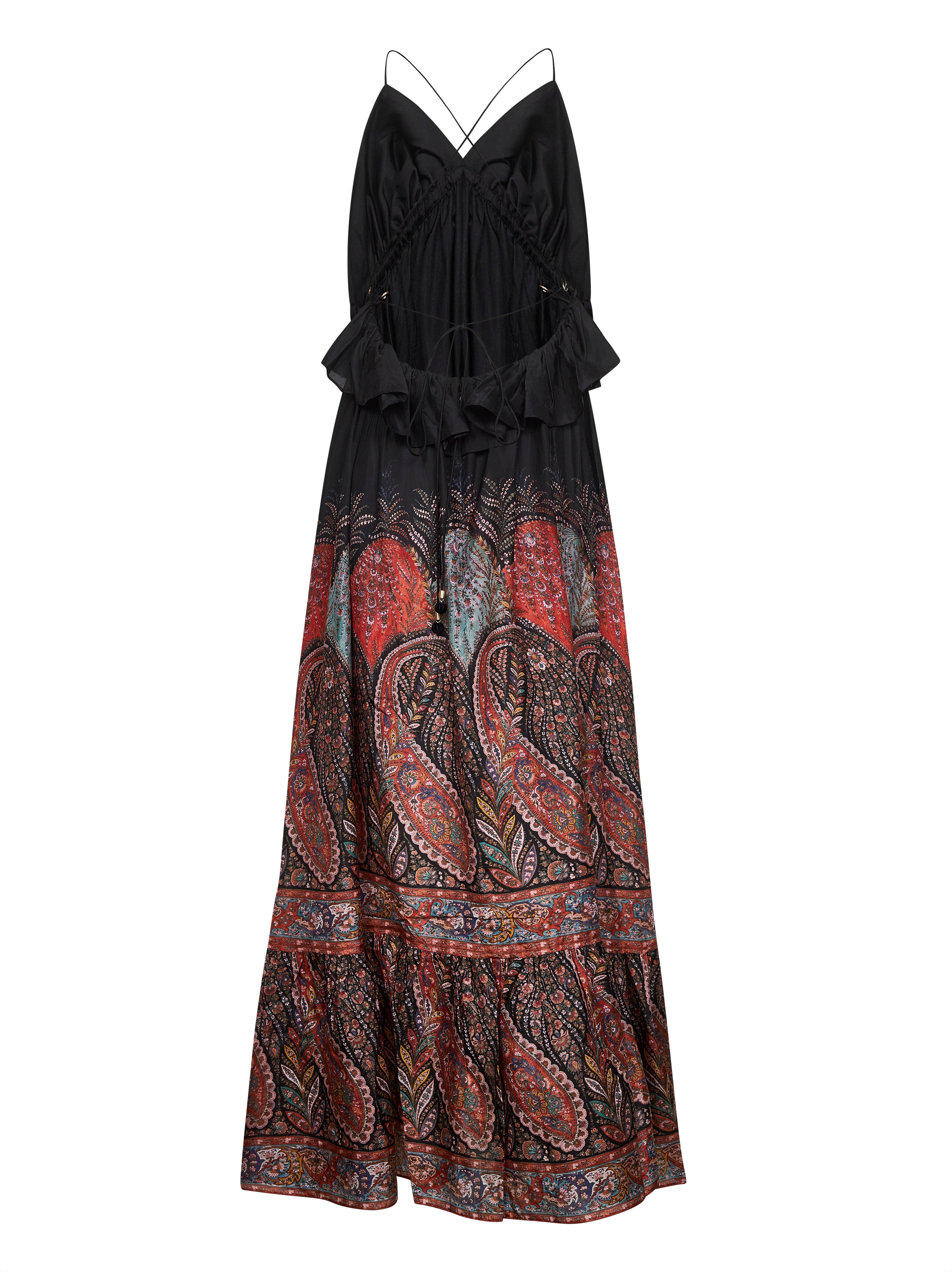 Black Paisley silk Rhiannon maxi dress - 2