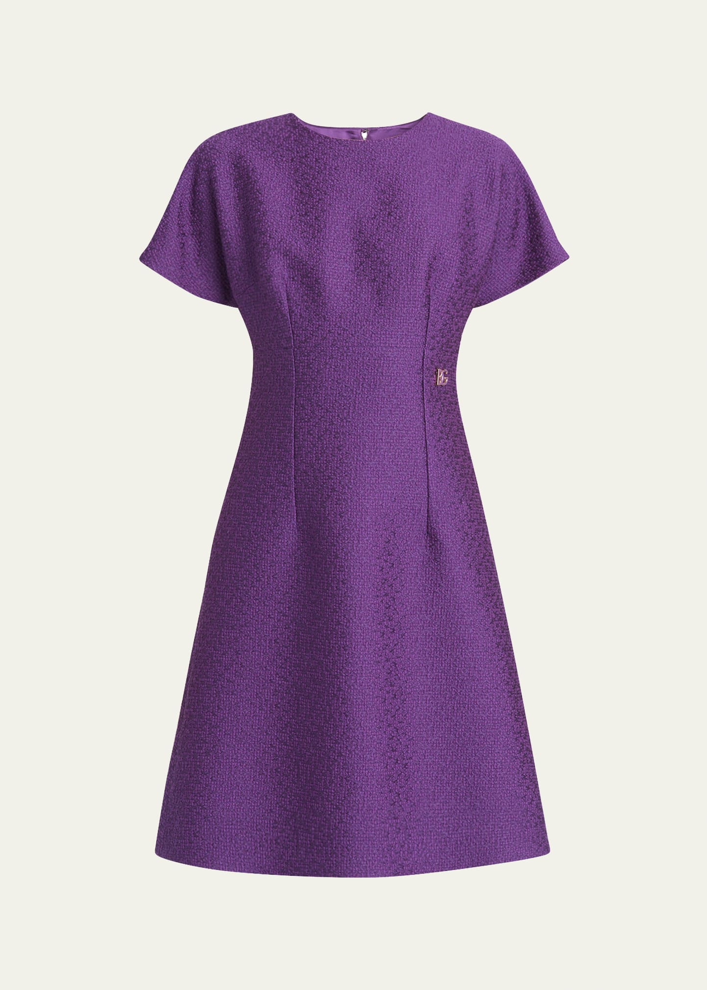 Rachel Short-Sleeve Tweed Mini Dress - 1