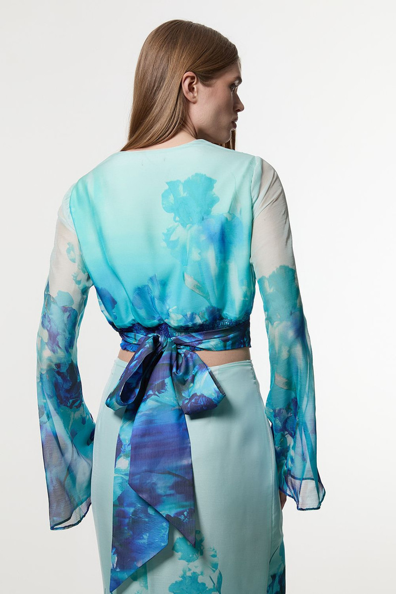 Ombre Floral Cowl Front Woven Top 6